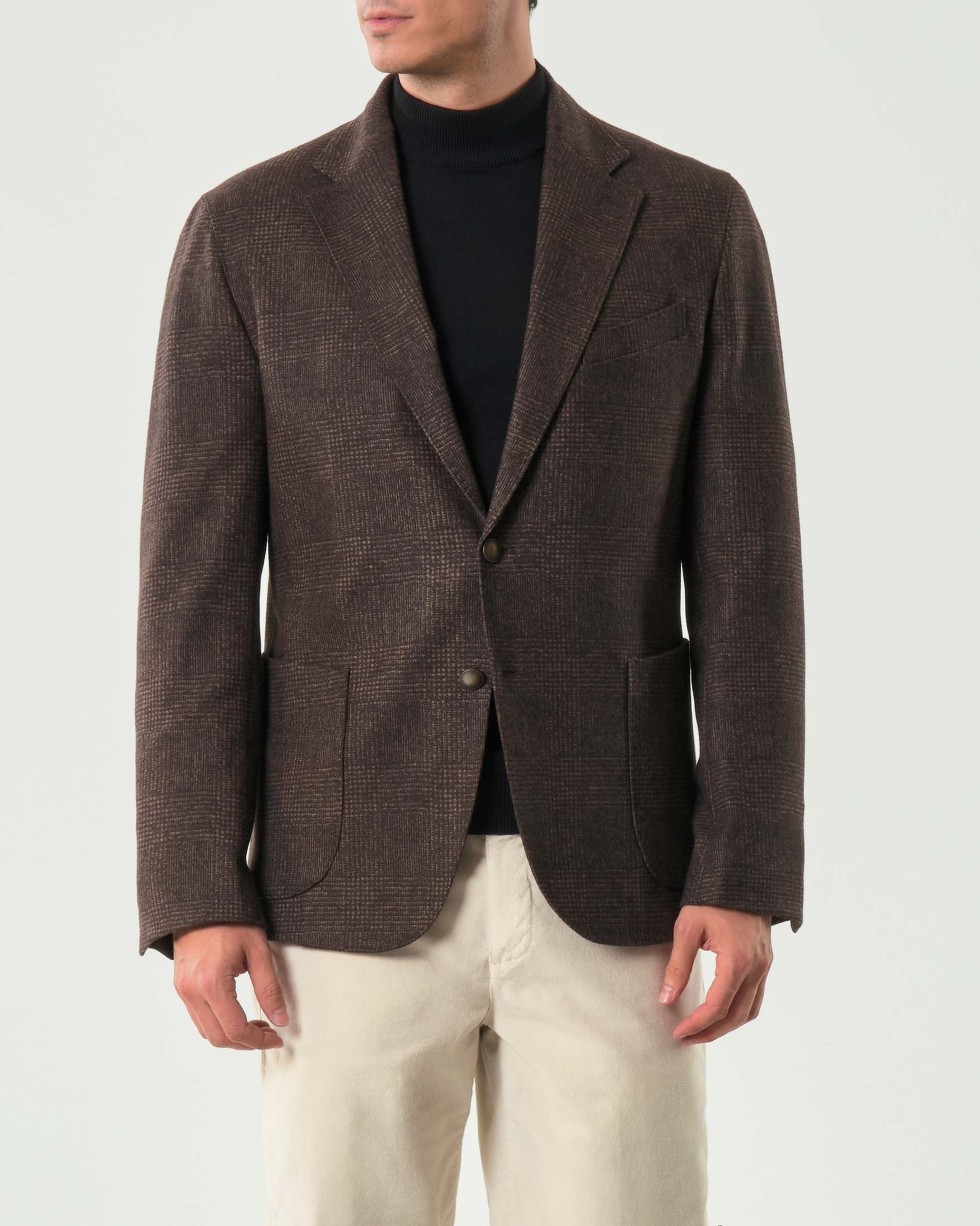 Blazer Paul Baker marrone in jersey di viscosa stretch principe di Galles image
