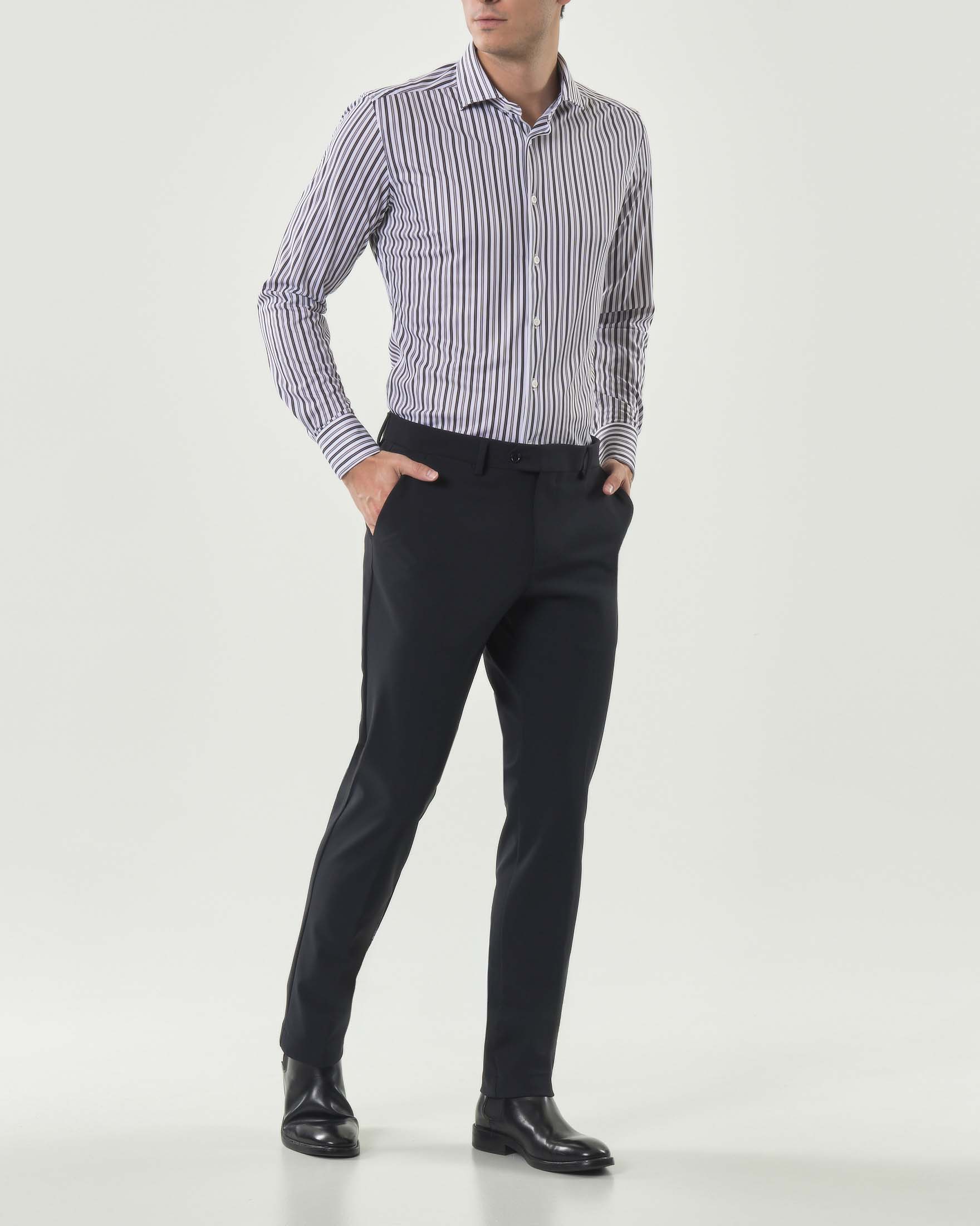 Pantalone chino Pellizzari nero in tessuto tecnico stretch