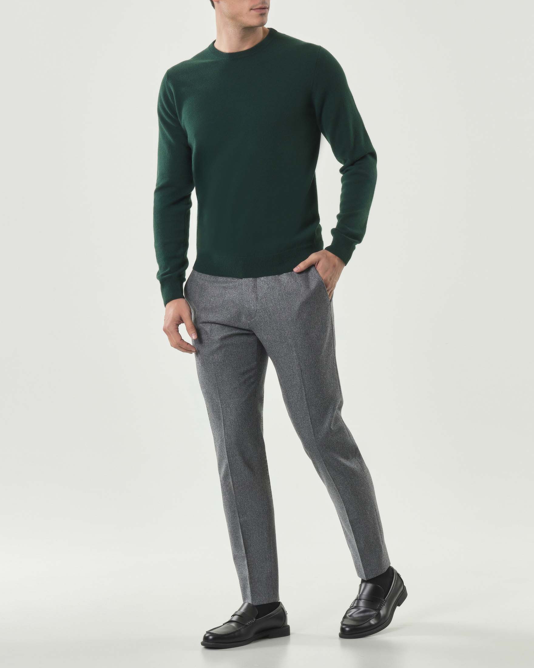 Pantalone chino Pellizzari grigio in tela di lana Barberis