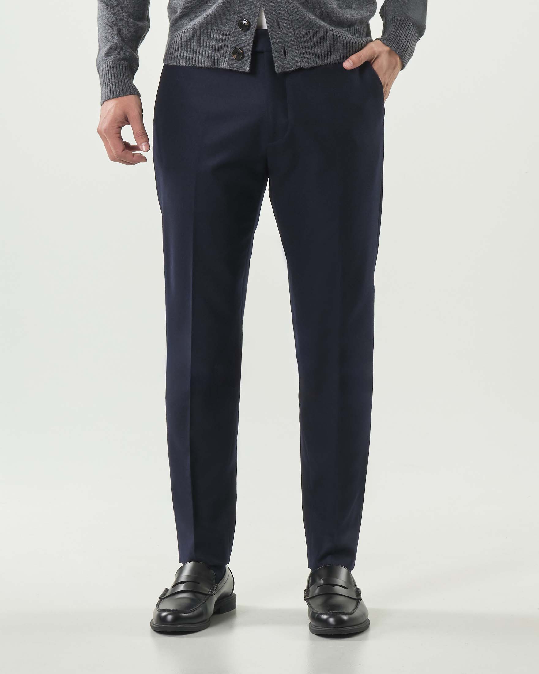 Pantalone chino Pellizzari blu in tela di lana Barberis image