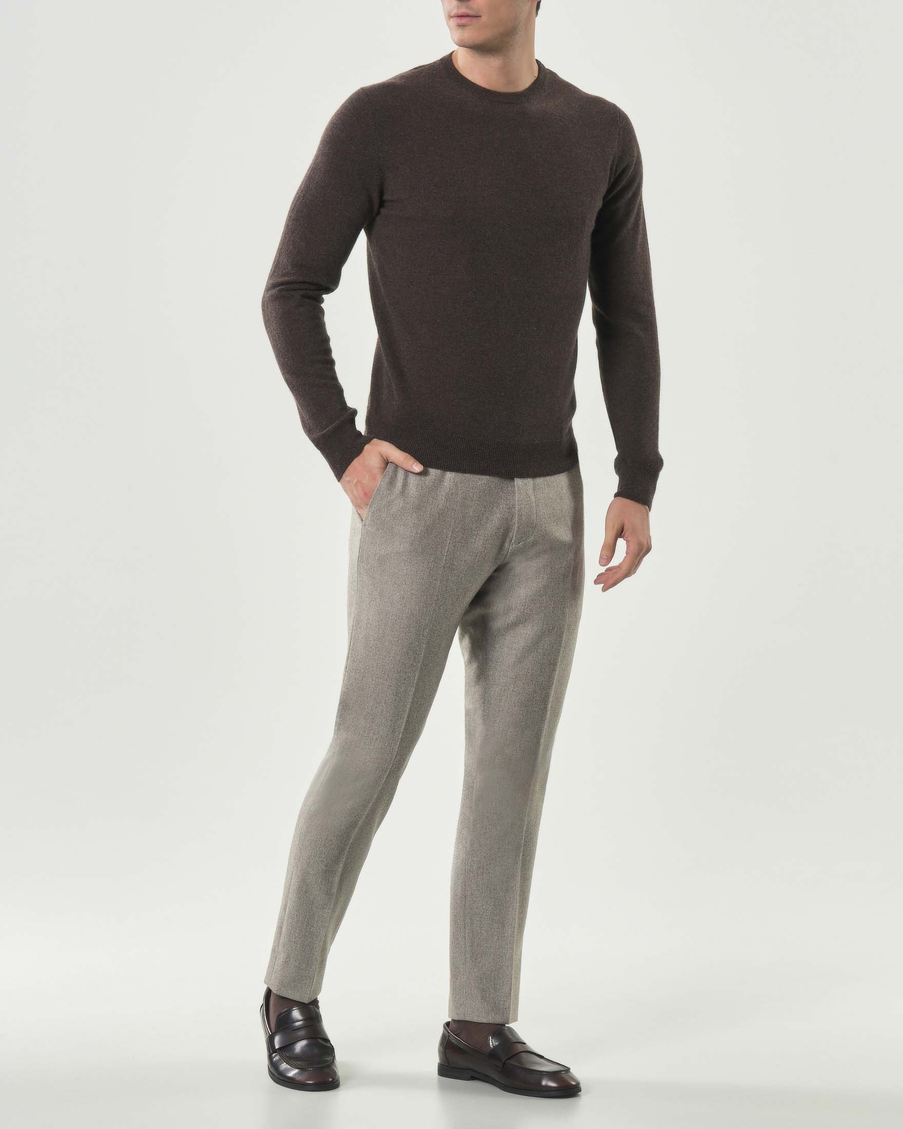 Pantalone chino Pellizzari beige in tela di lana Barberis