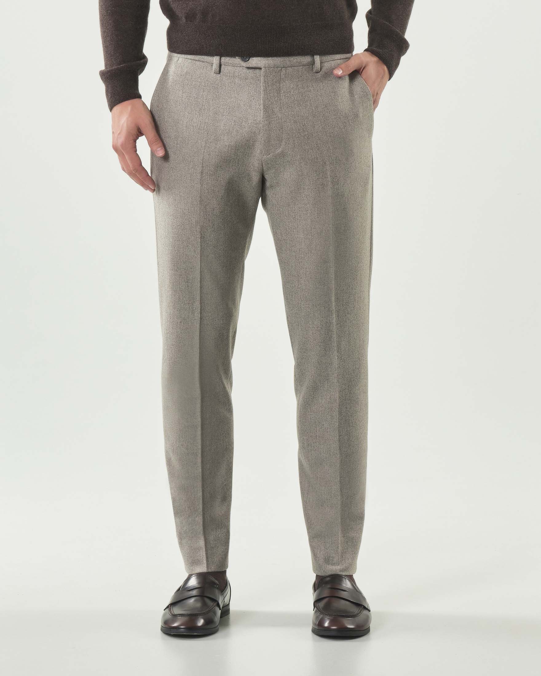 Pantalone chino Pellizzari beige in tela di lana Barberis image