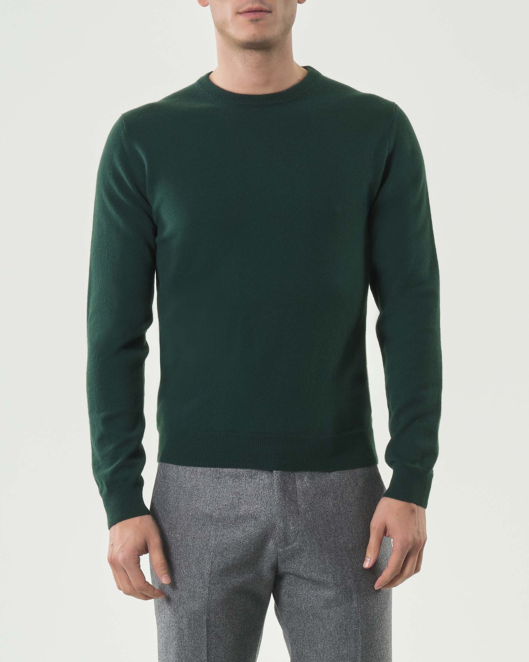 Maglia girocollo Pellizzari verde smeraldo in puro cachemire