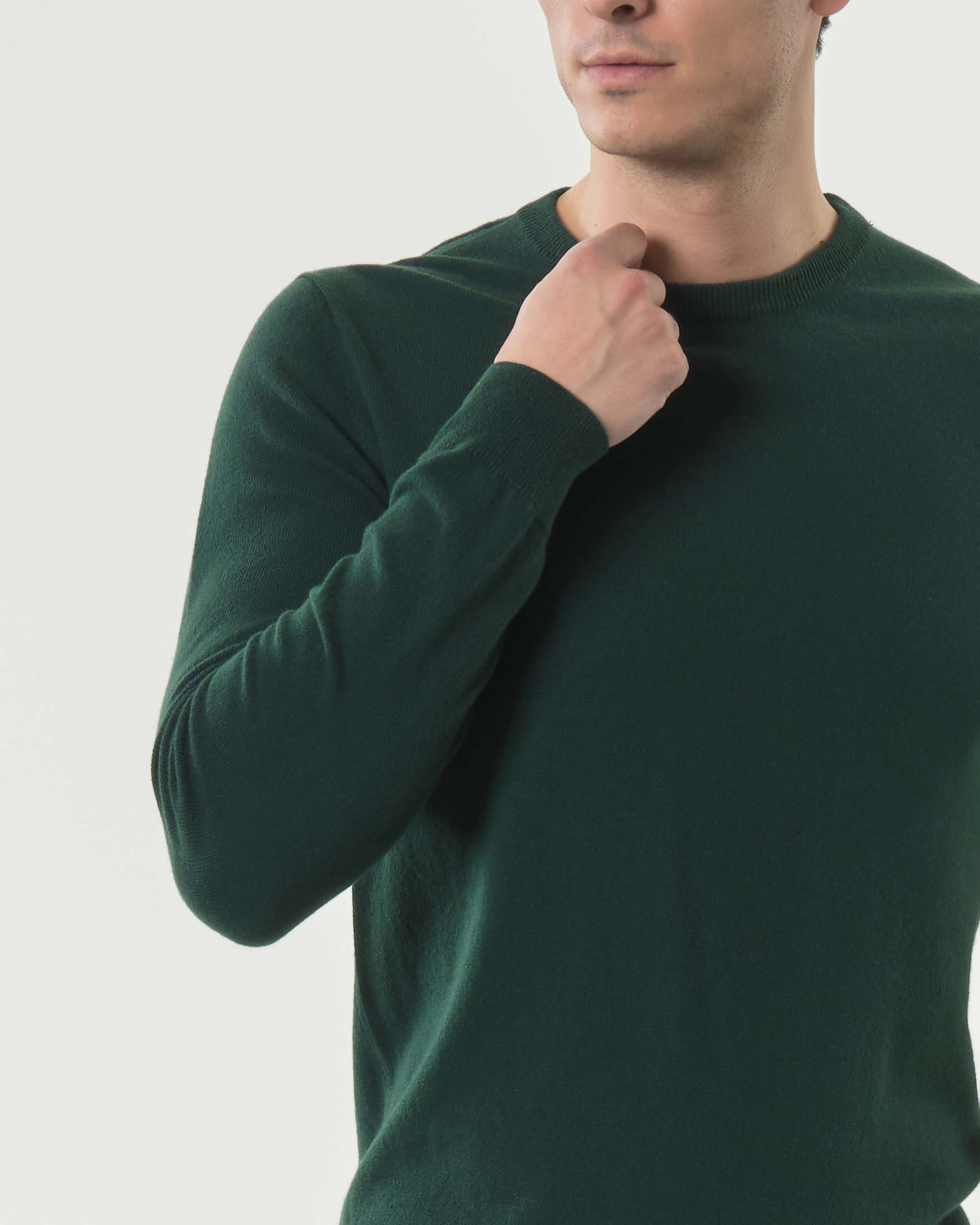 Maglia girocollo Pellizzari verde smeraldo in puro cachemire image