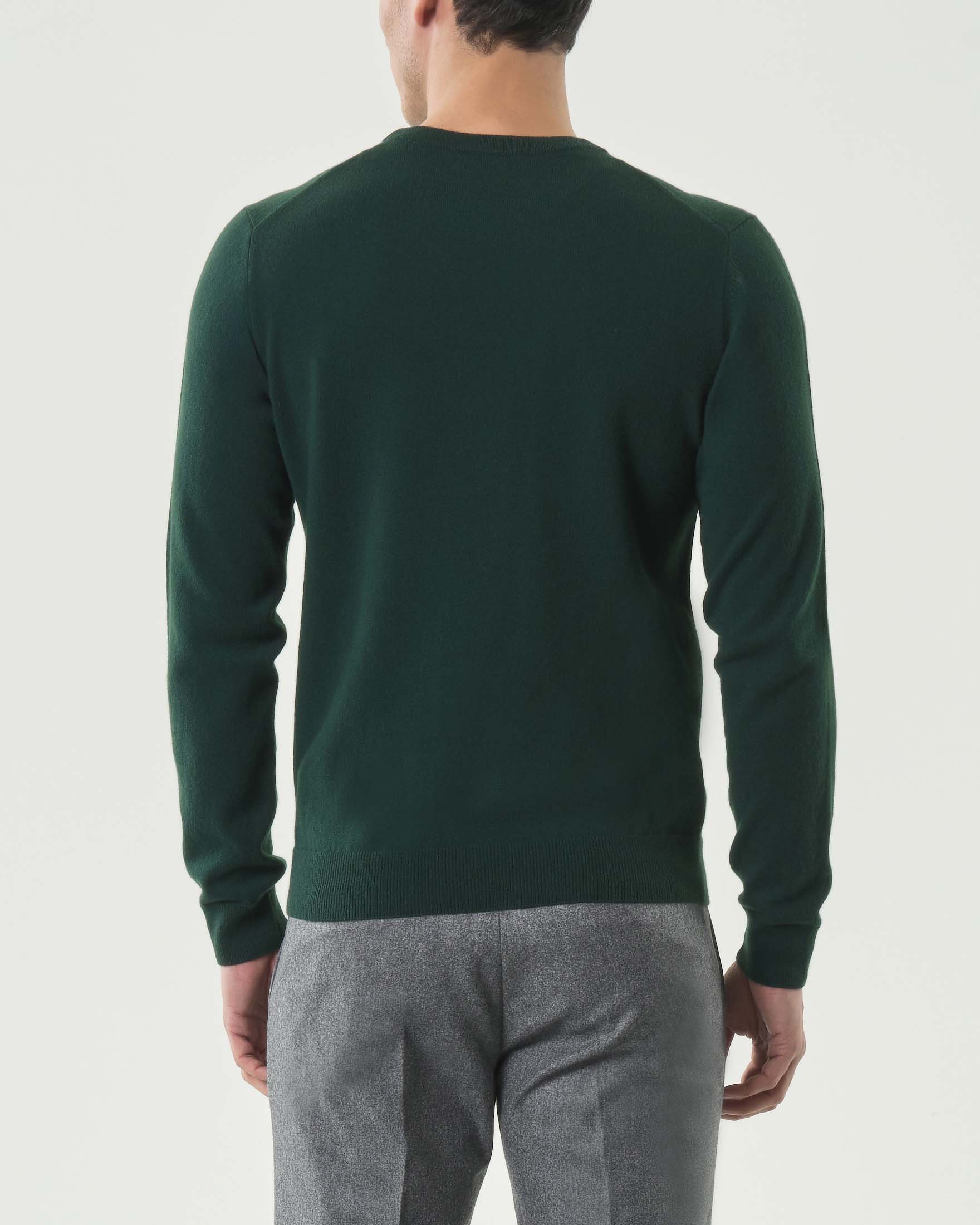 Maglia girocollo Pellizzari verde smeraldo in puro cachemire
