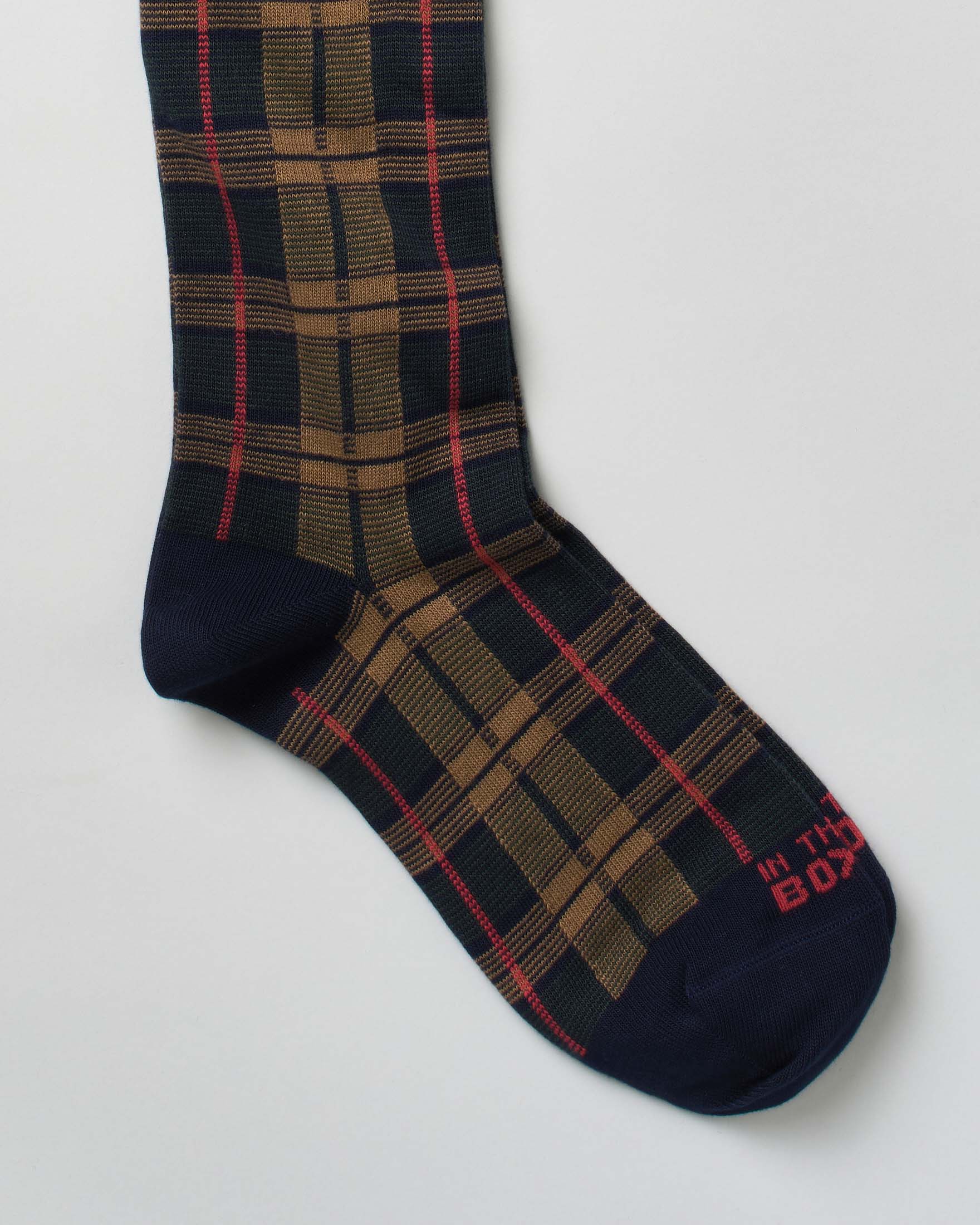 Calzino In The Box lungo in fantasia check militare cammello e blu image