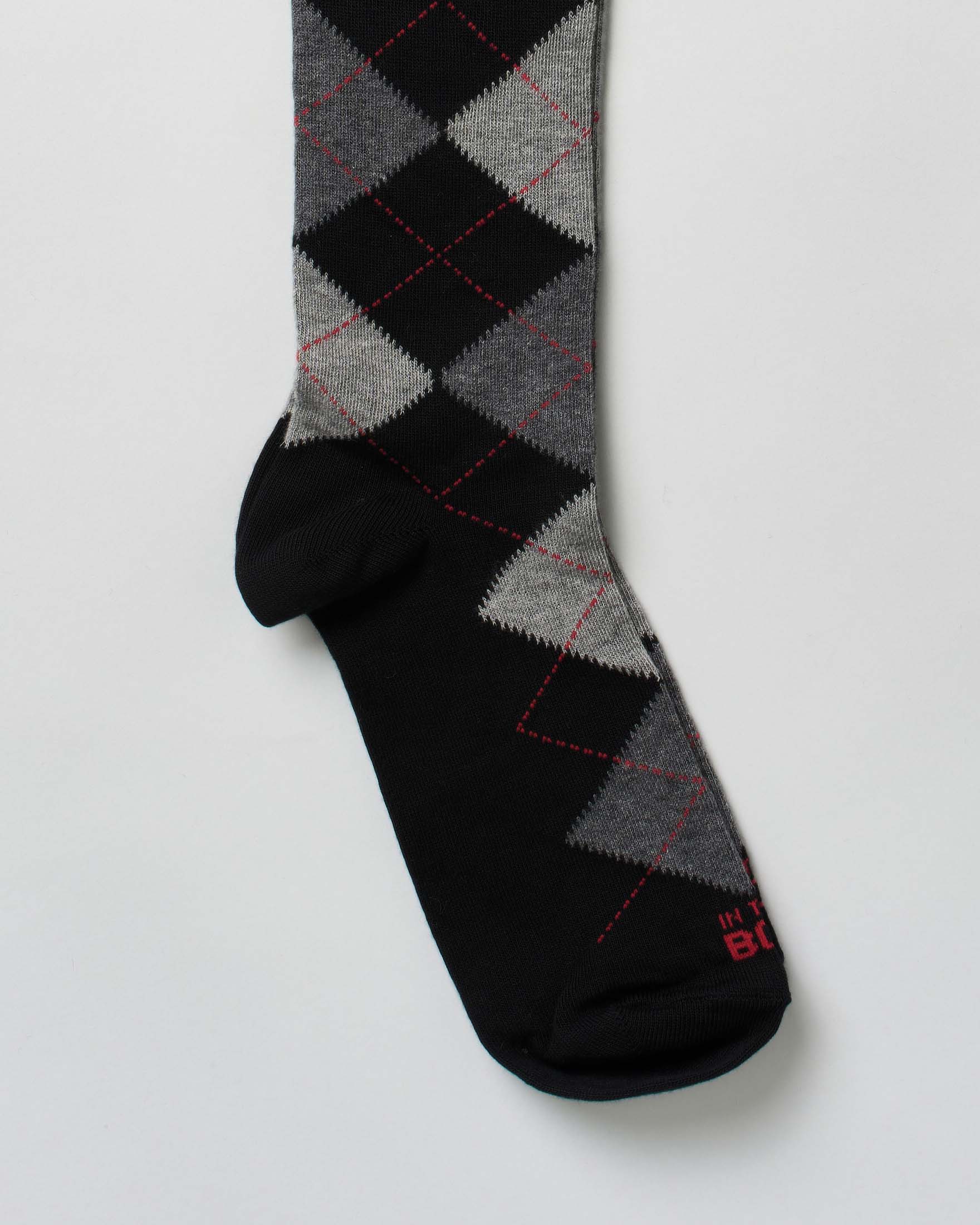 Calzino In The Box lungo in fantasia argyle nera e grigia image
