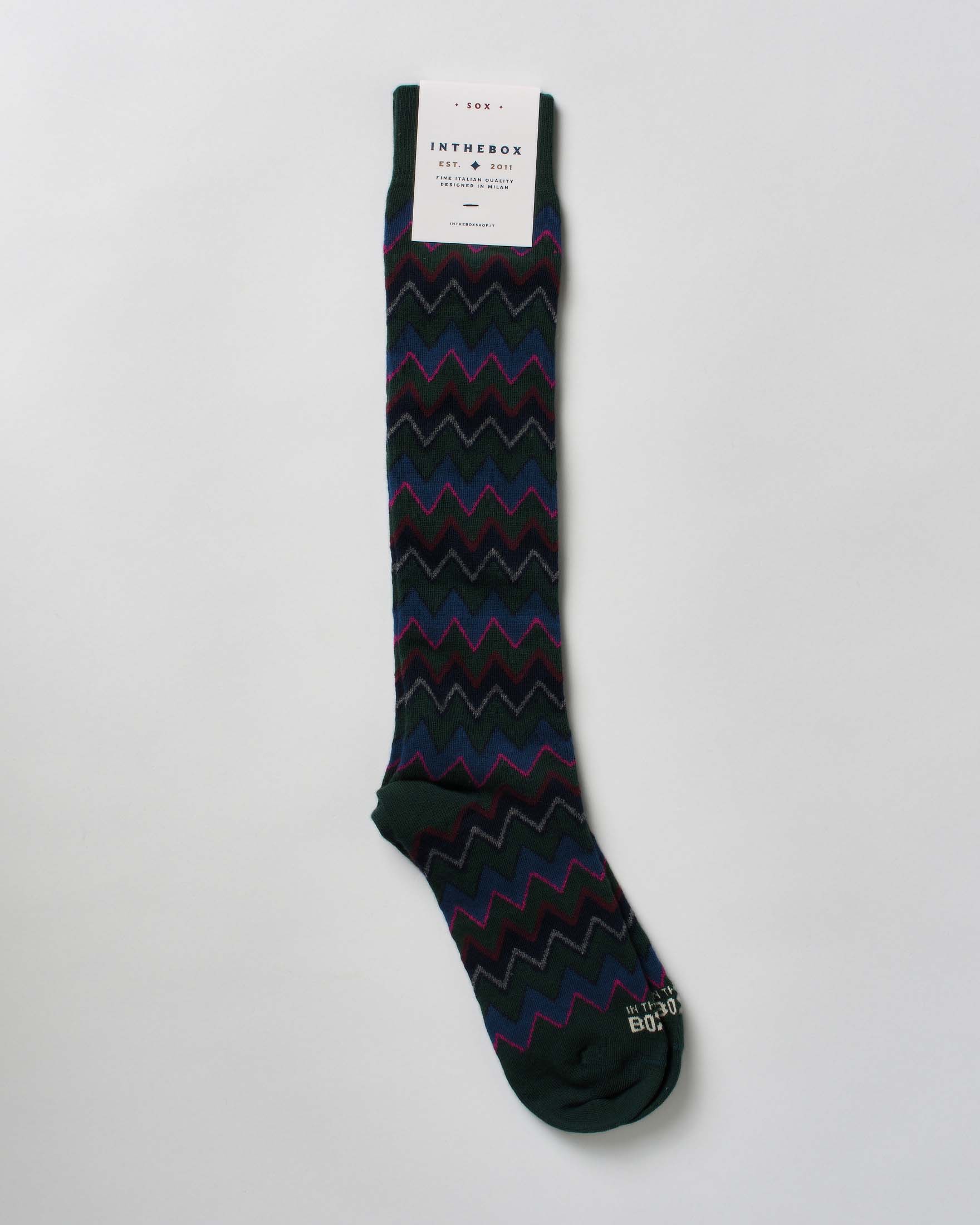 Calzino lungo in fantasia zig zag multicolor