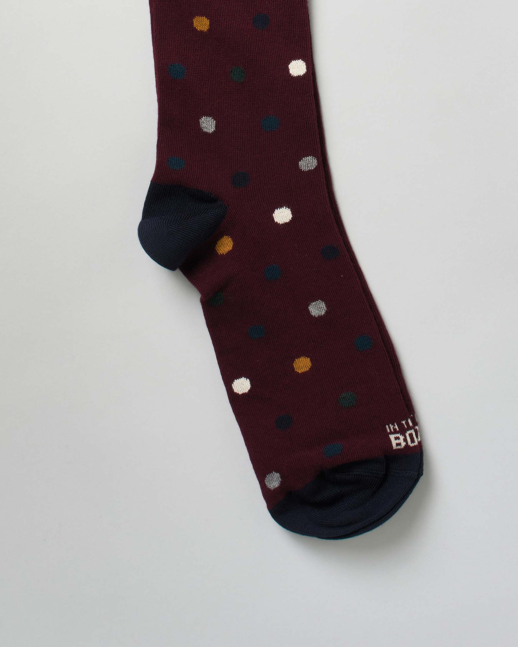 Calzino lungo In The Box bordeaux in fantasia a pois image