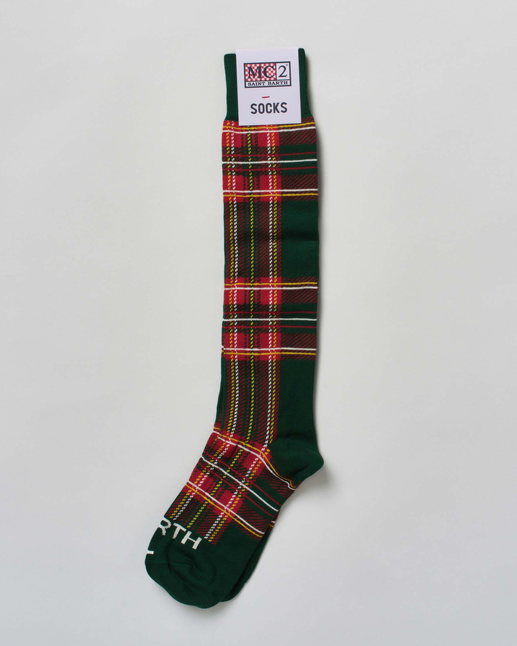 Calzini MC2 Saint Barth in cotone elasticizzato a fantasia tartan check verde e rossa image