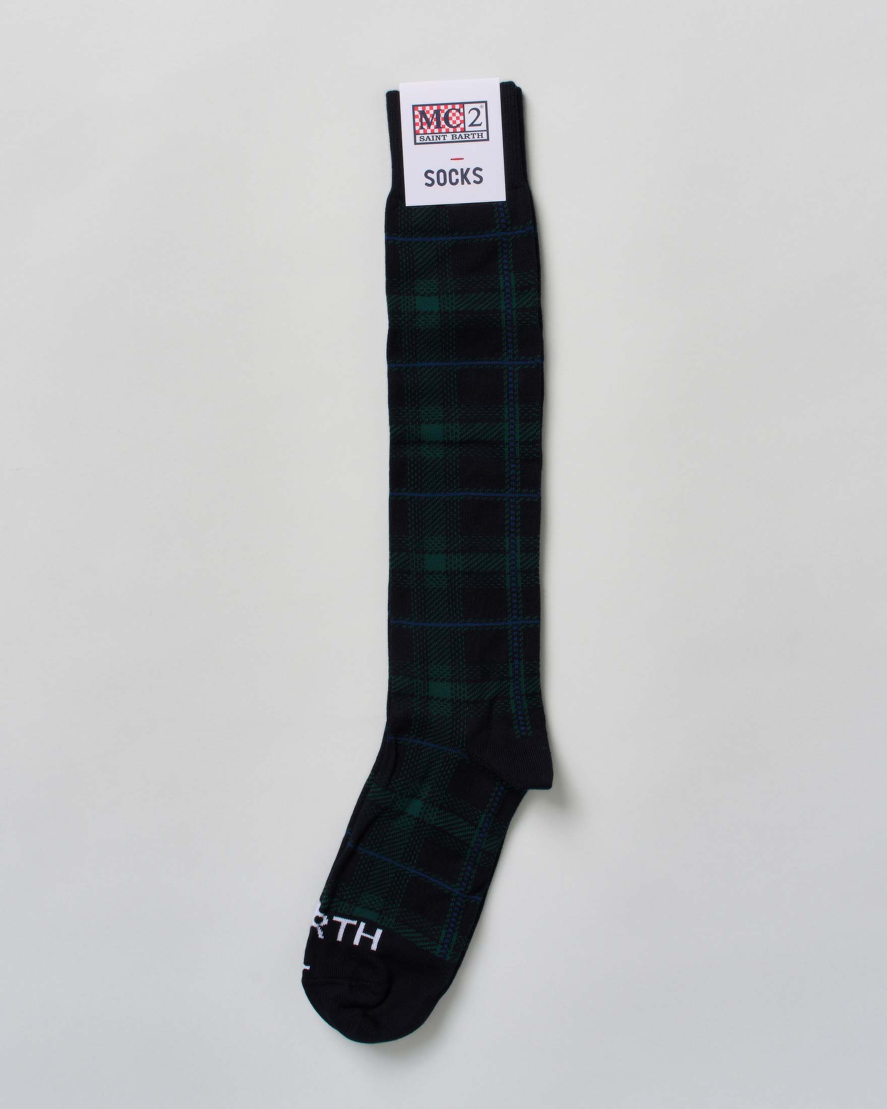 Calzini MC2 Saint Barth in cotone elasticizzato a fantasia tartan check nera e verde image