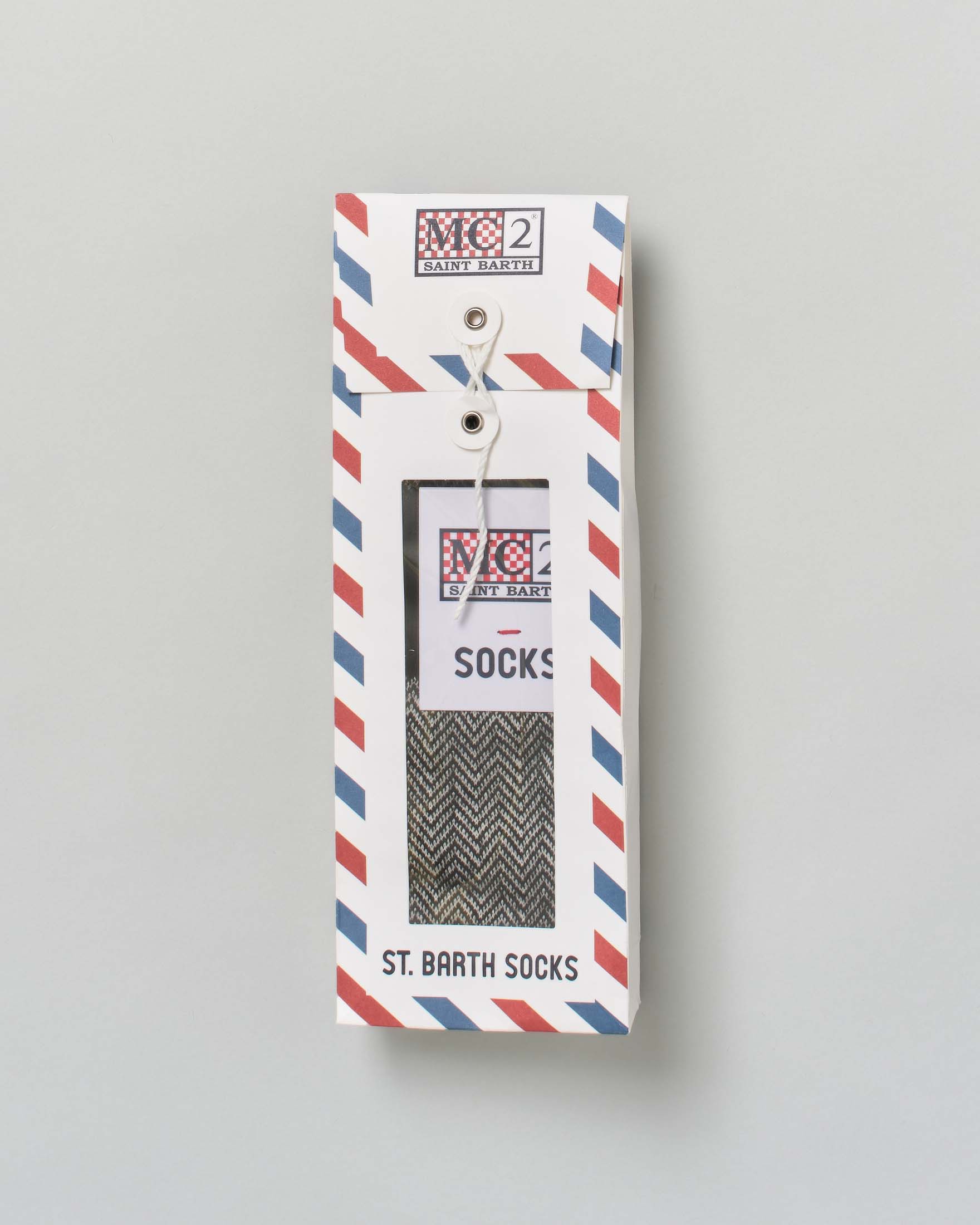 Calzini MC2 Saint Barth in cotone elasticizzato a fantasia chevron bianca e nera