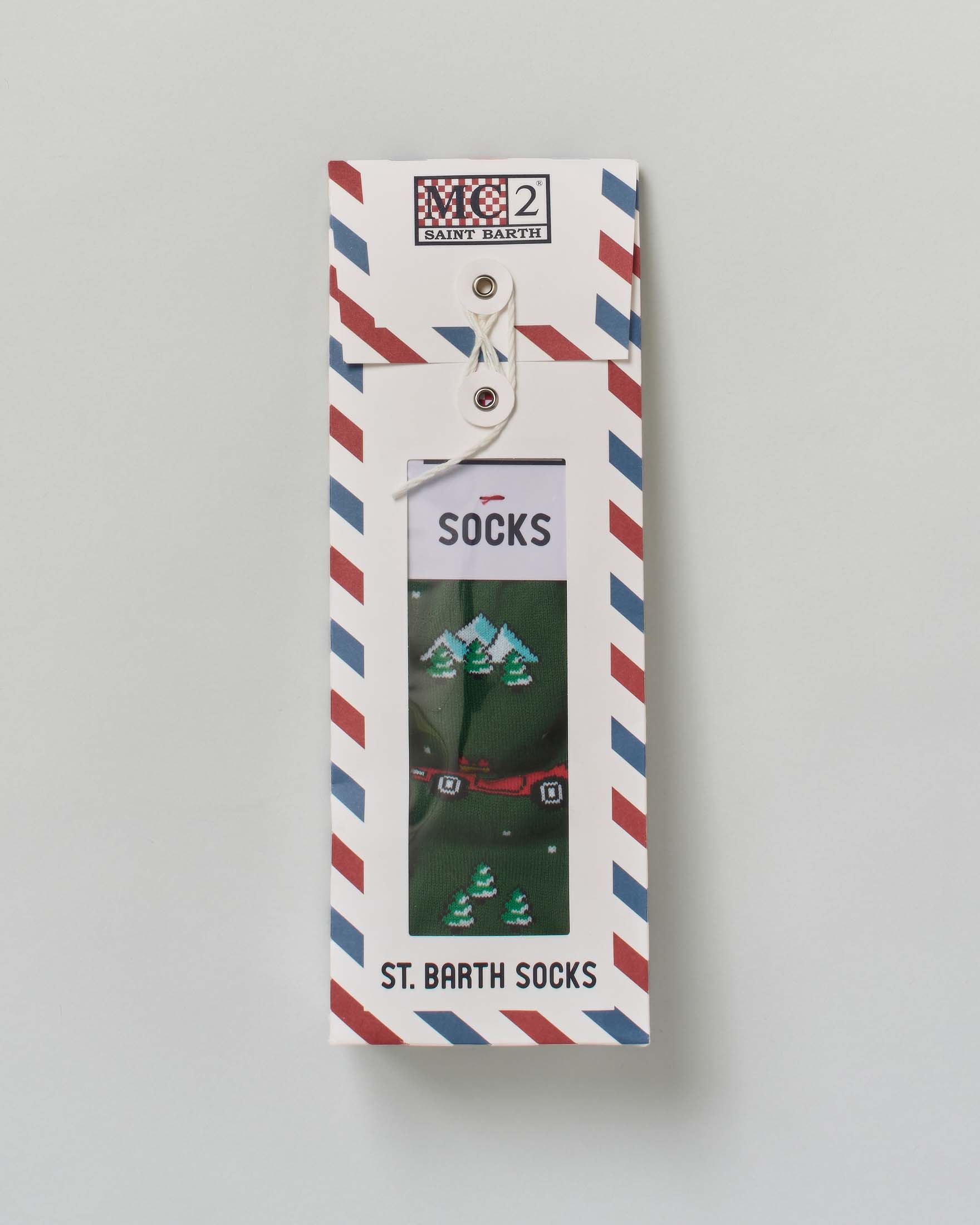 Calzini MC2 Saint Barth verdi in cotone elasticizzato a fantasia Santa driver
