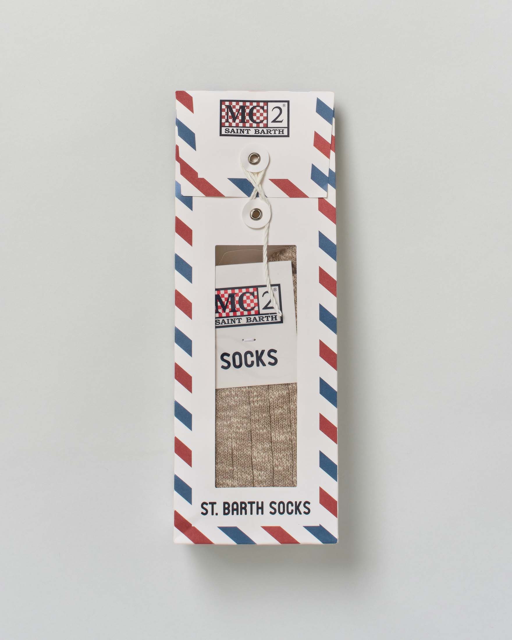 Calzini MC2 Saint Barth beige a costine in cotone elasticizzato melange