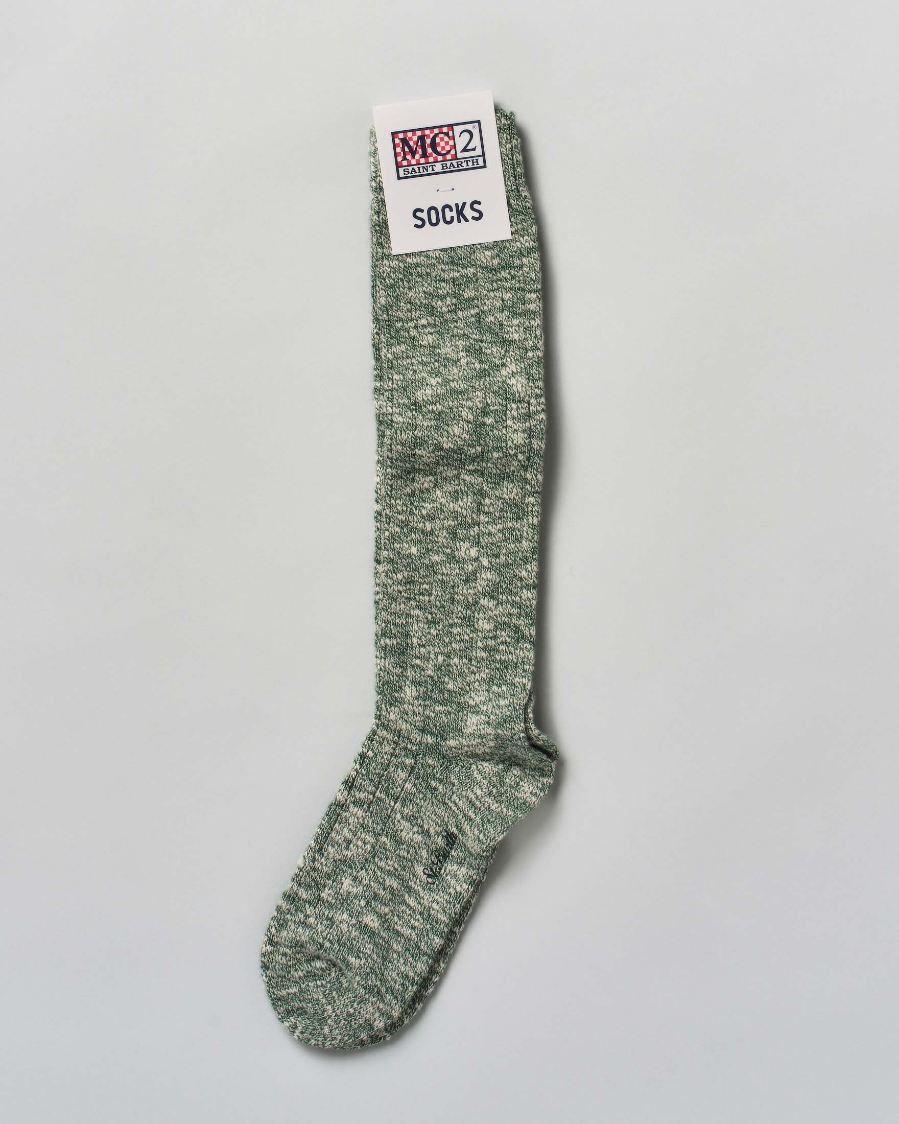 Calzini MC2 Saint Barth verdi a costine in cotone elasticizzato melange image