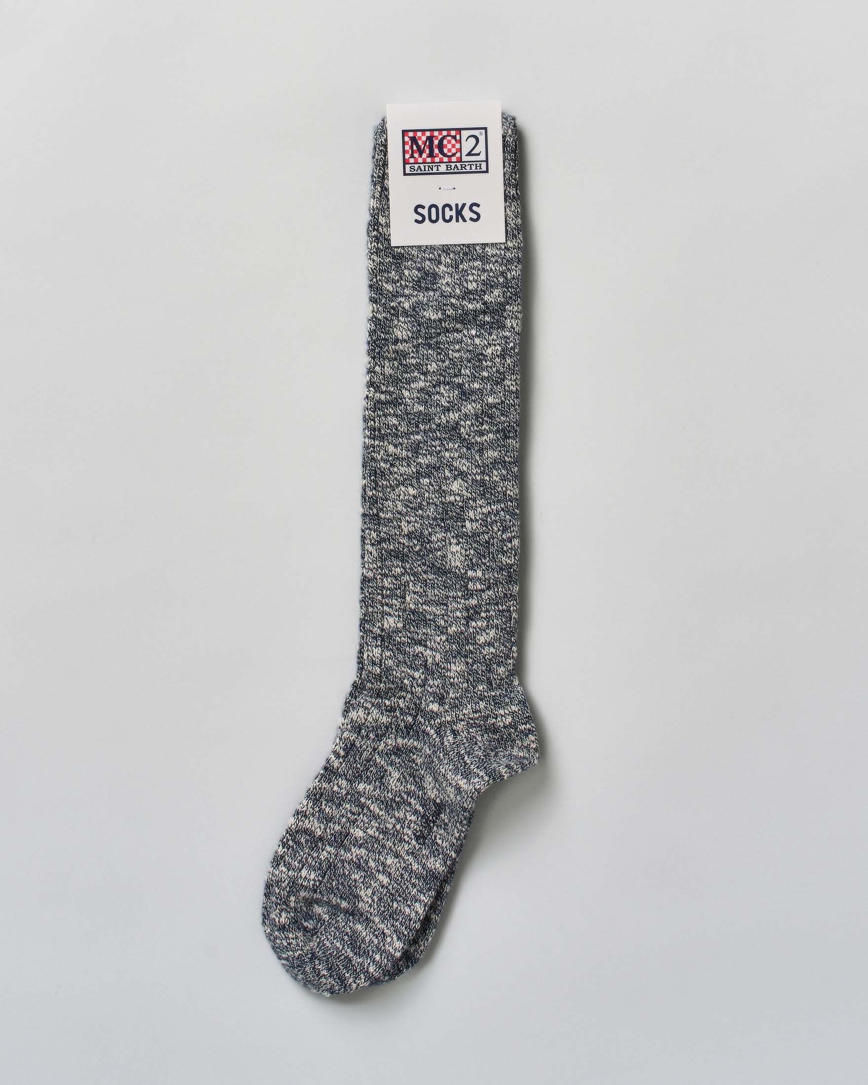 Calzini MC2 Saint Barth blu a costine in cotone elasticizzato melange image