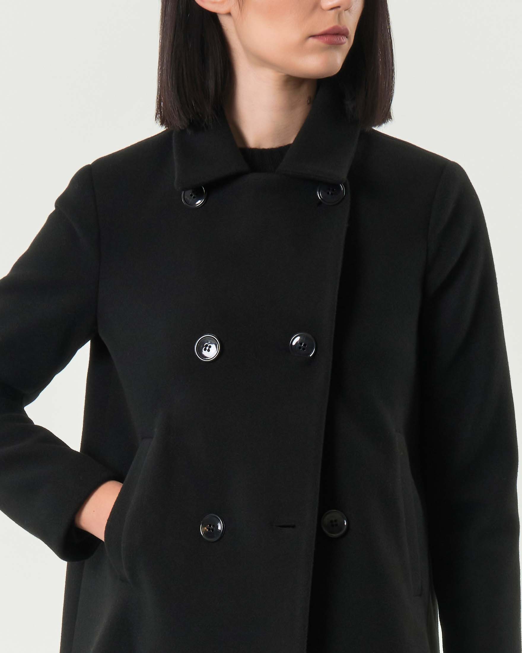 Caban nero Hlo! in panno effetto lana con chiusura a doppiopetto image