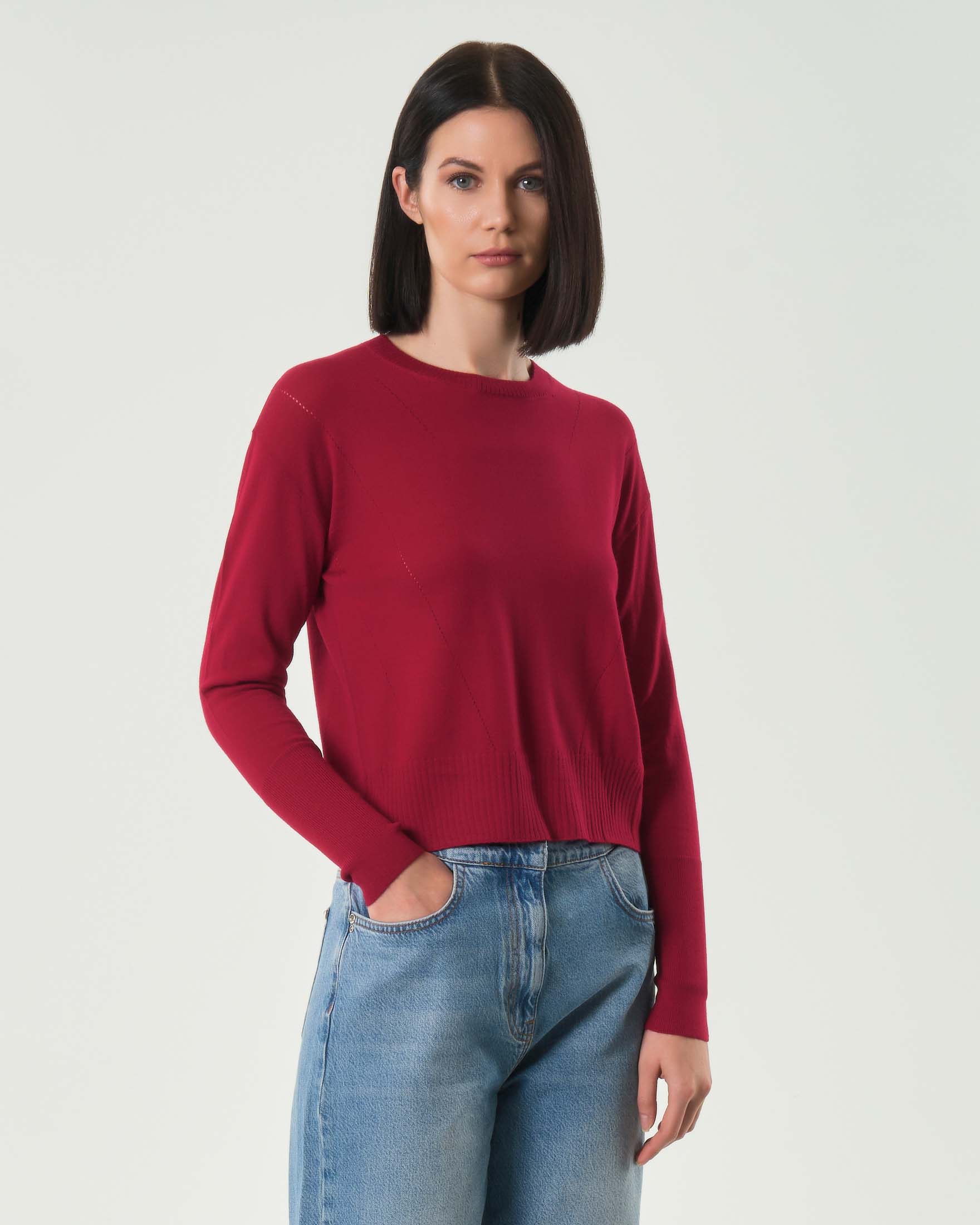 Maglia rossa Patrizia Pepe girocollo in pura lana pettinata