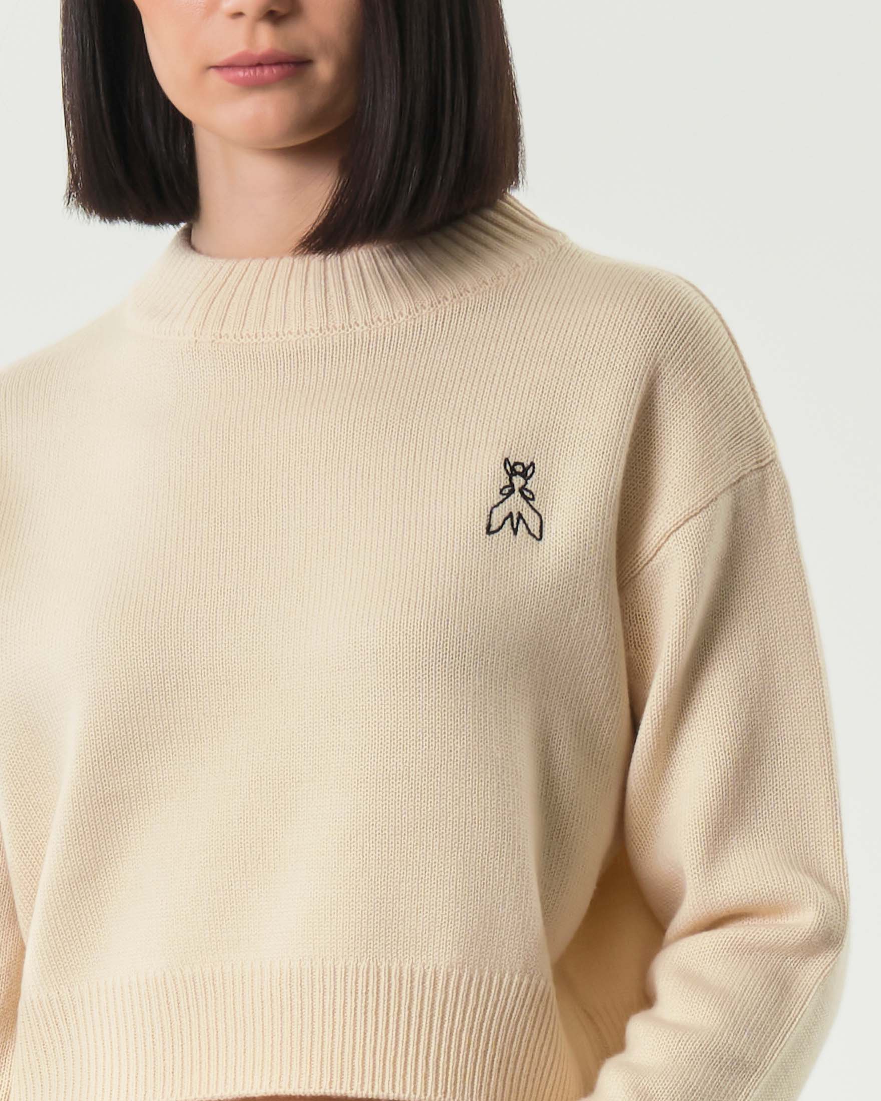 Maglia color avorio Patrizia Pepe girocollo con logo sul retro image