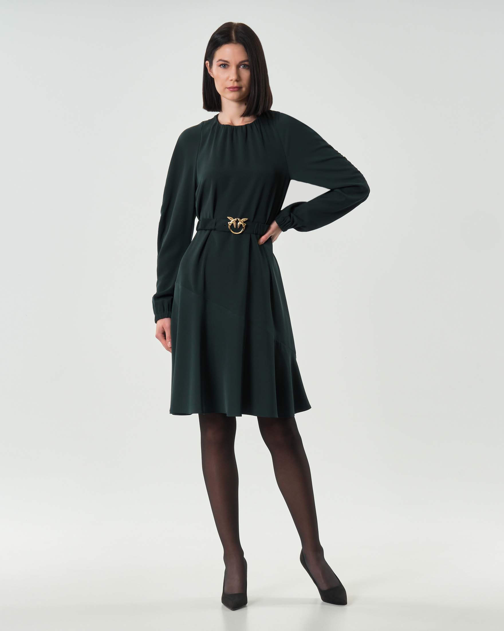 Abito corto verde Pinko con cintura elastica in vita