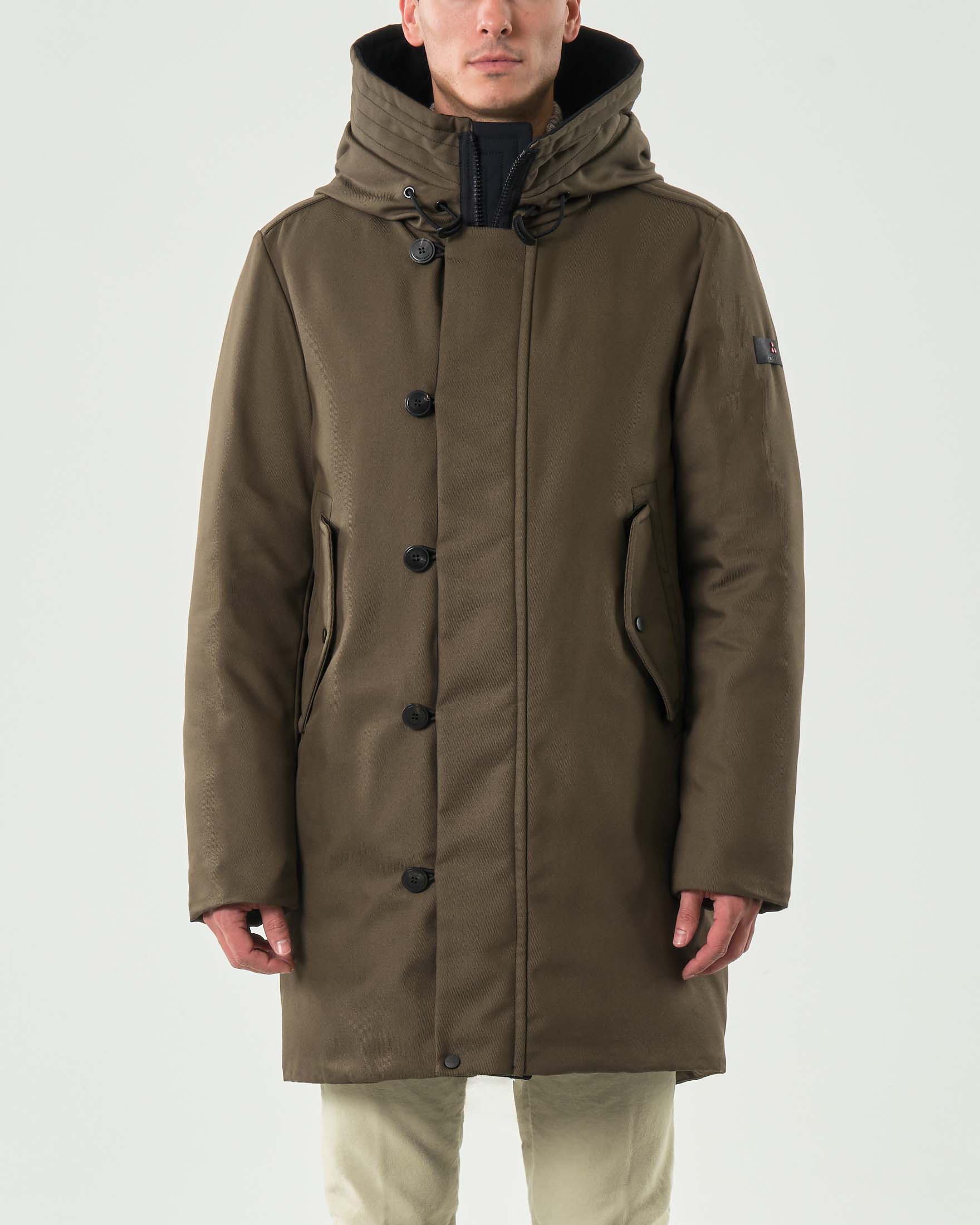 Parka Kasa Peuterey verde militare in misto cotone con cappuccio e coda a eskimo image