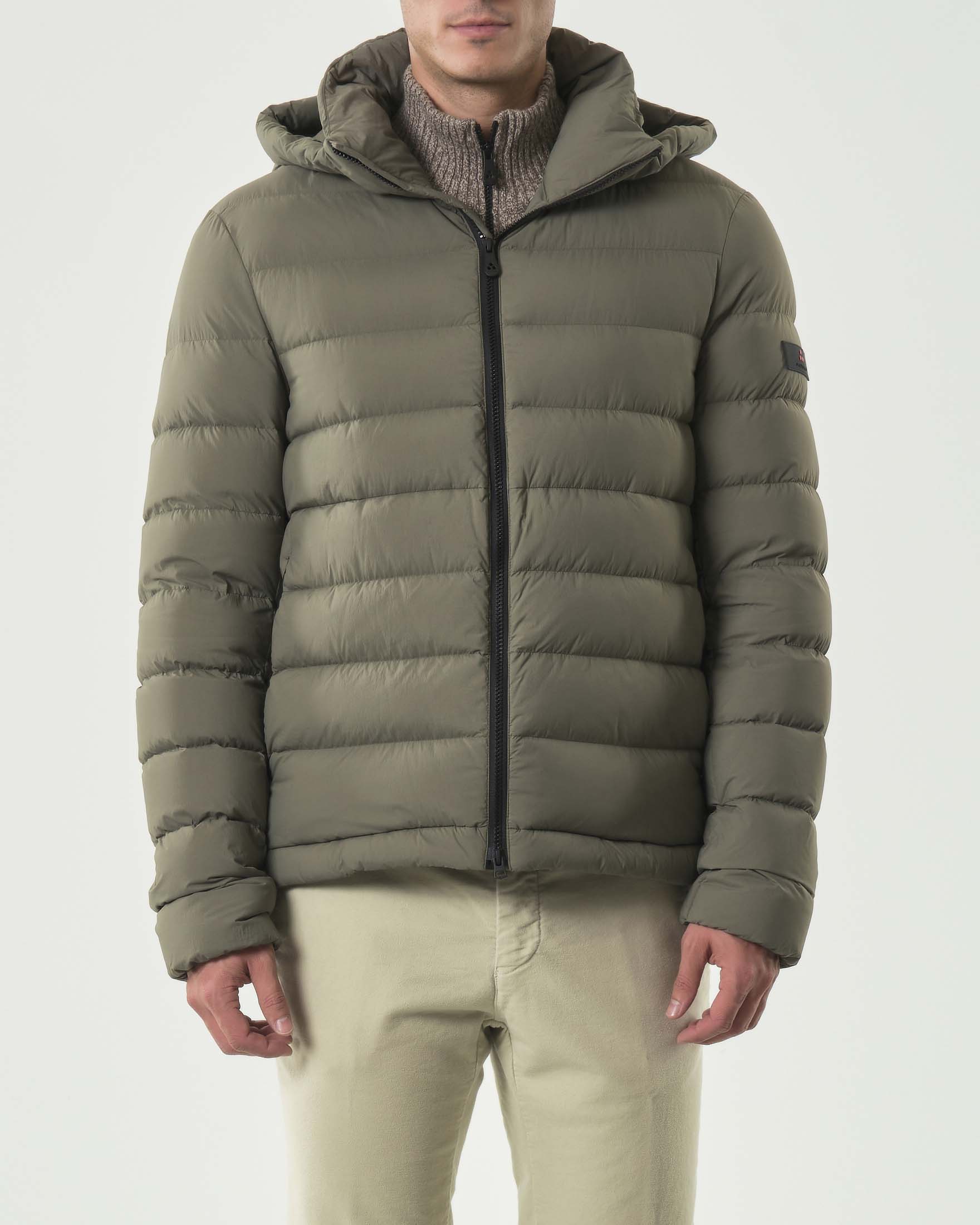 Piumino Boggs Peuterey verde salvia in nylon opaco con cappuccio staccabile image