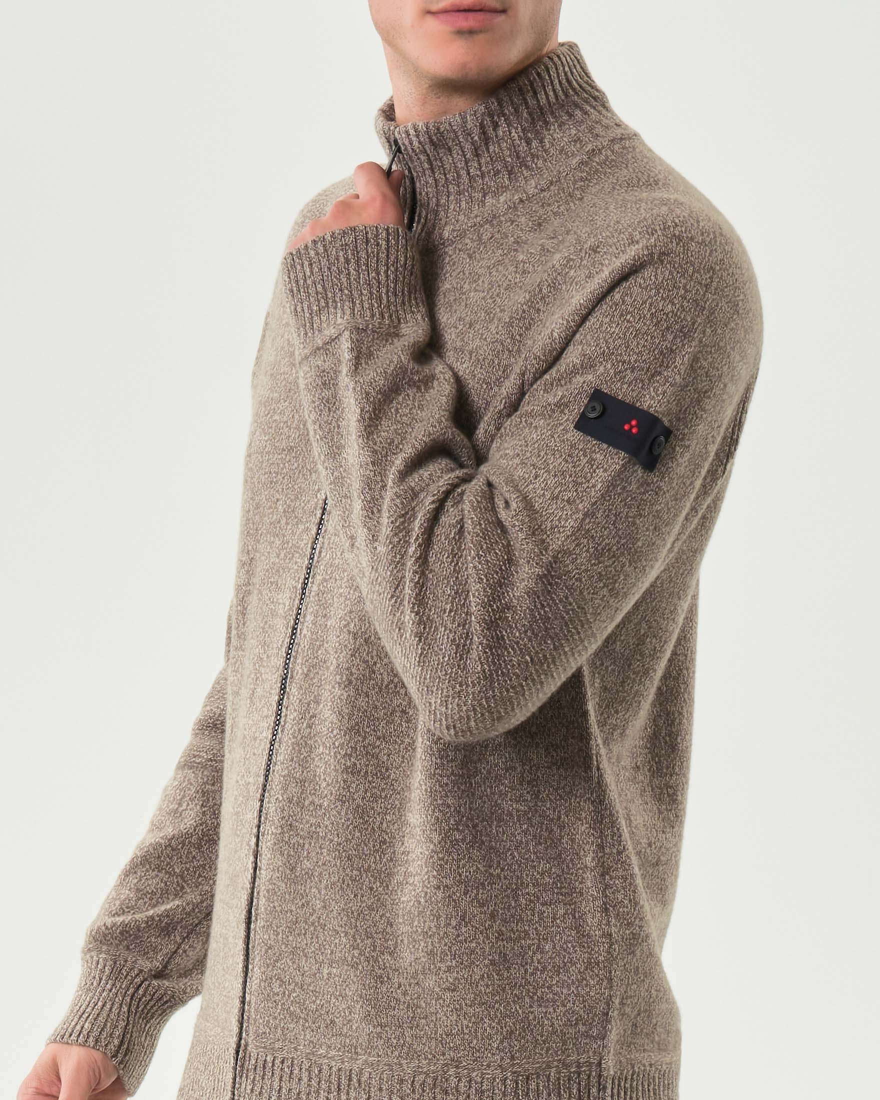 Maglia Badhams Peuterey noce in tricot di misto lana moulinè con apertura zip image