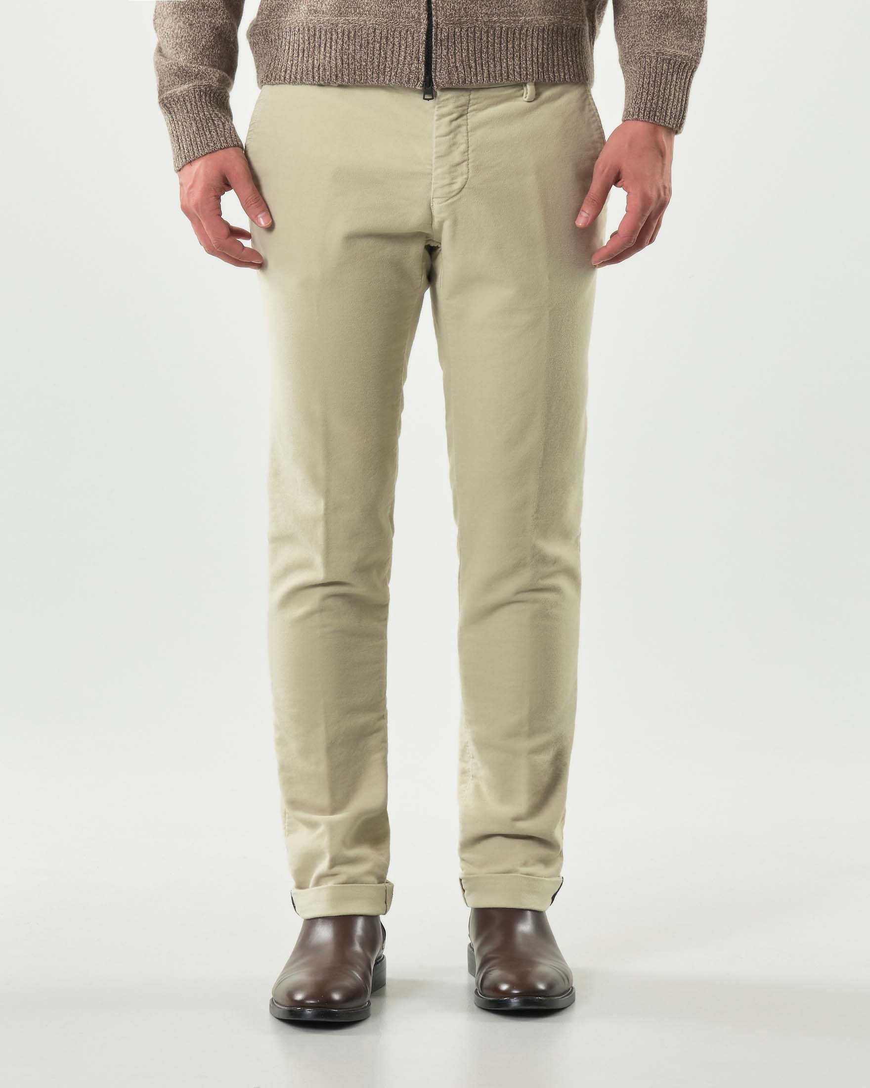 Pantalone chino Powell Levanto color gesso in fustagno di cotone stretch image