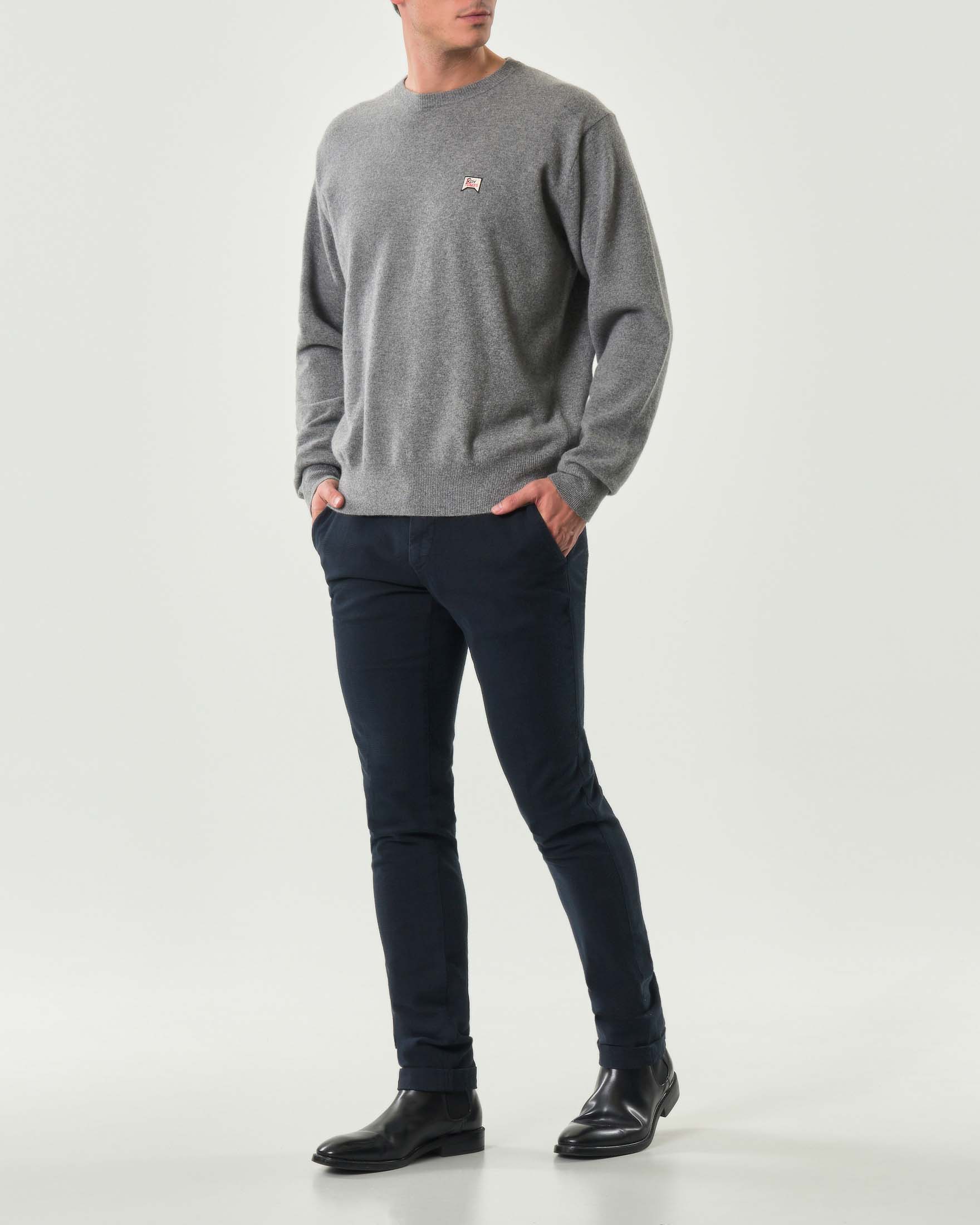 Pantalone chino Levanto blu in cotone stretch principe di Galles