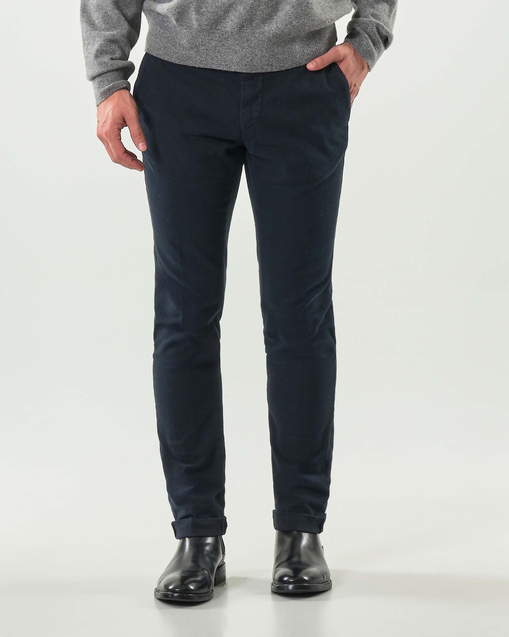 Pantalone chino Powell Levanto blu in cotone stretch principe di Galles image