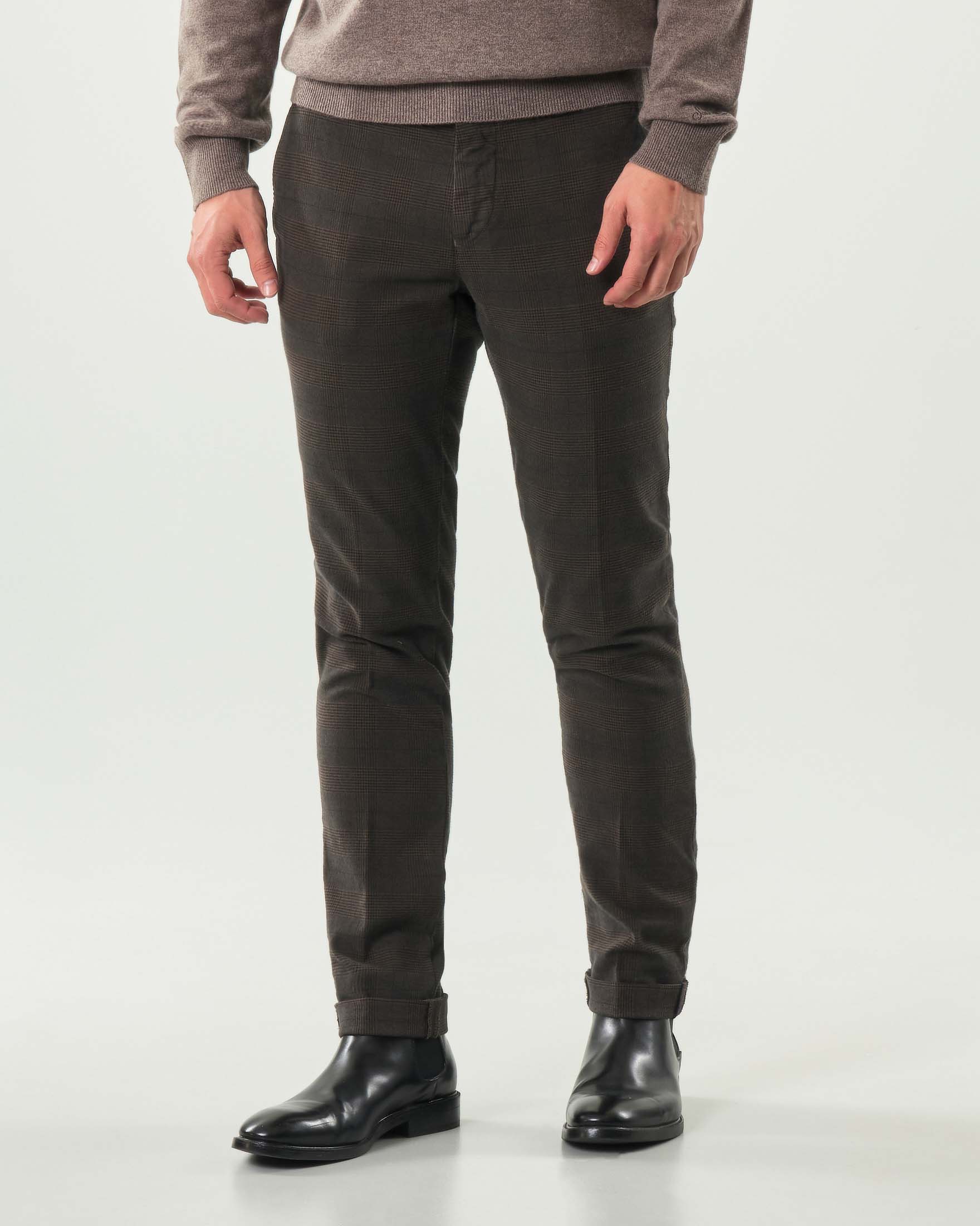 Pantalone chino Powell Levanto marrone in cotone stretch principe di Galles image