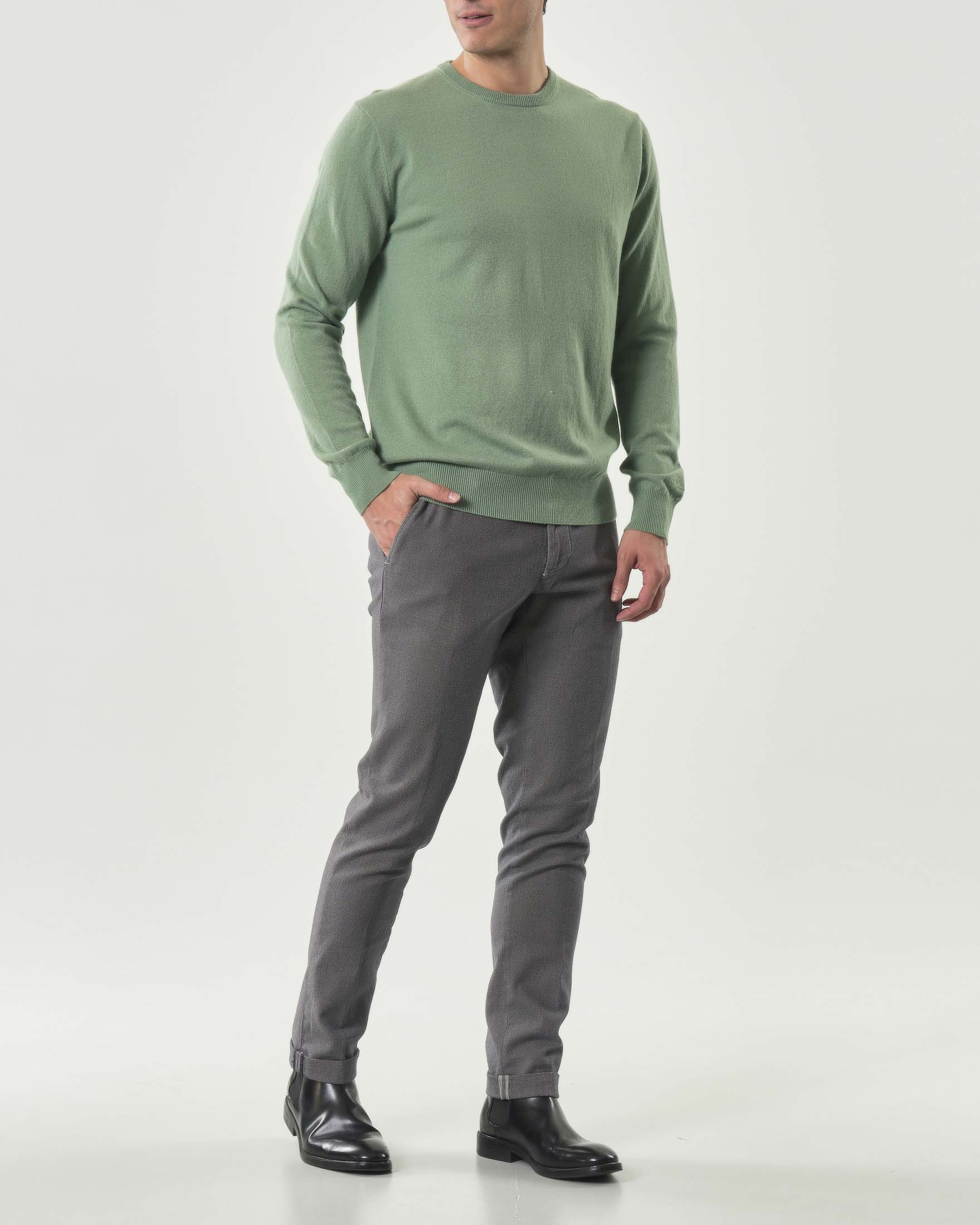 Pantaloni chino Levanto grigio slim-fit in cotone stretch a occhio di pernice