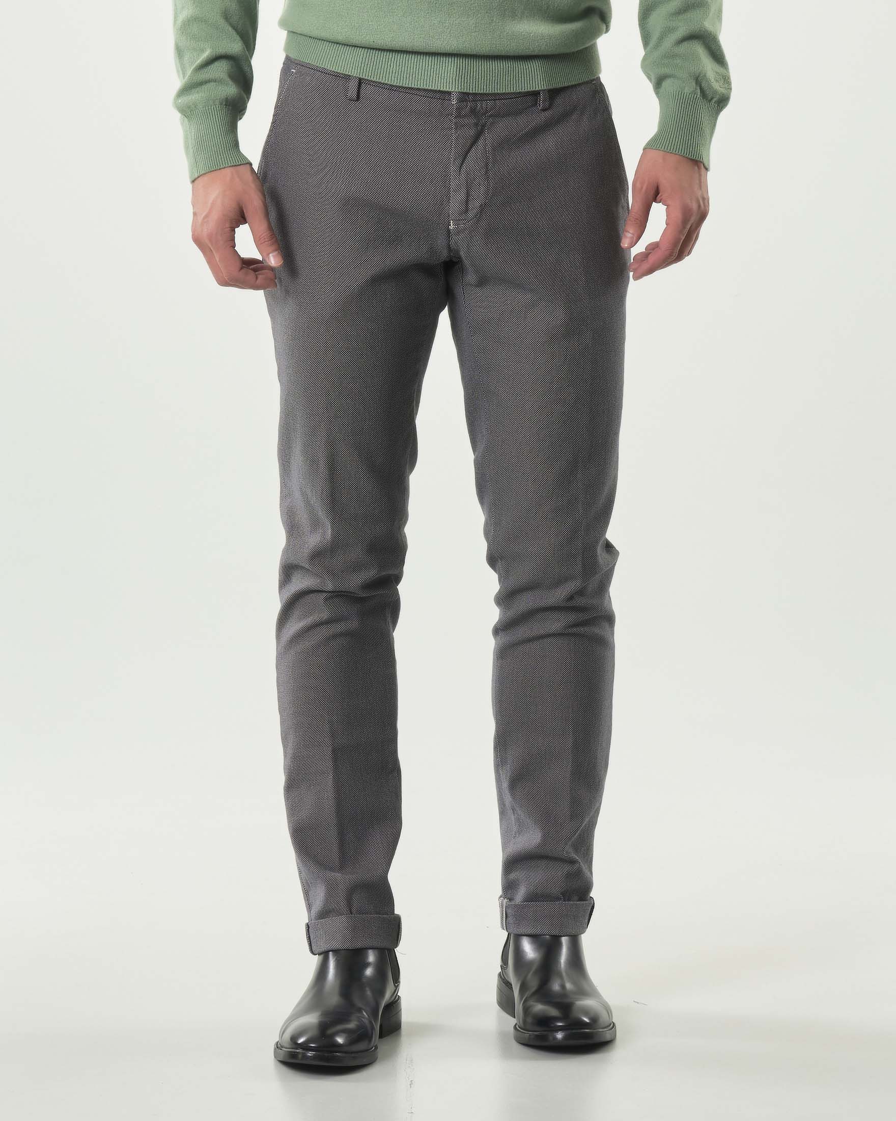 Pantaloni chino Powell Levanto grigio slim-fit in cotone stretch a occhio di pernice image