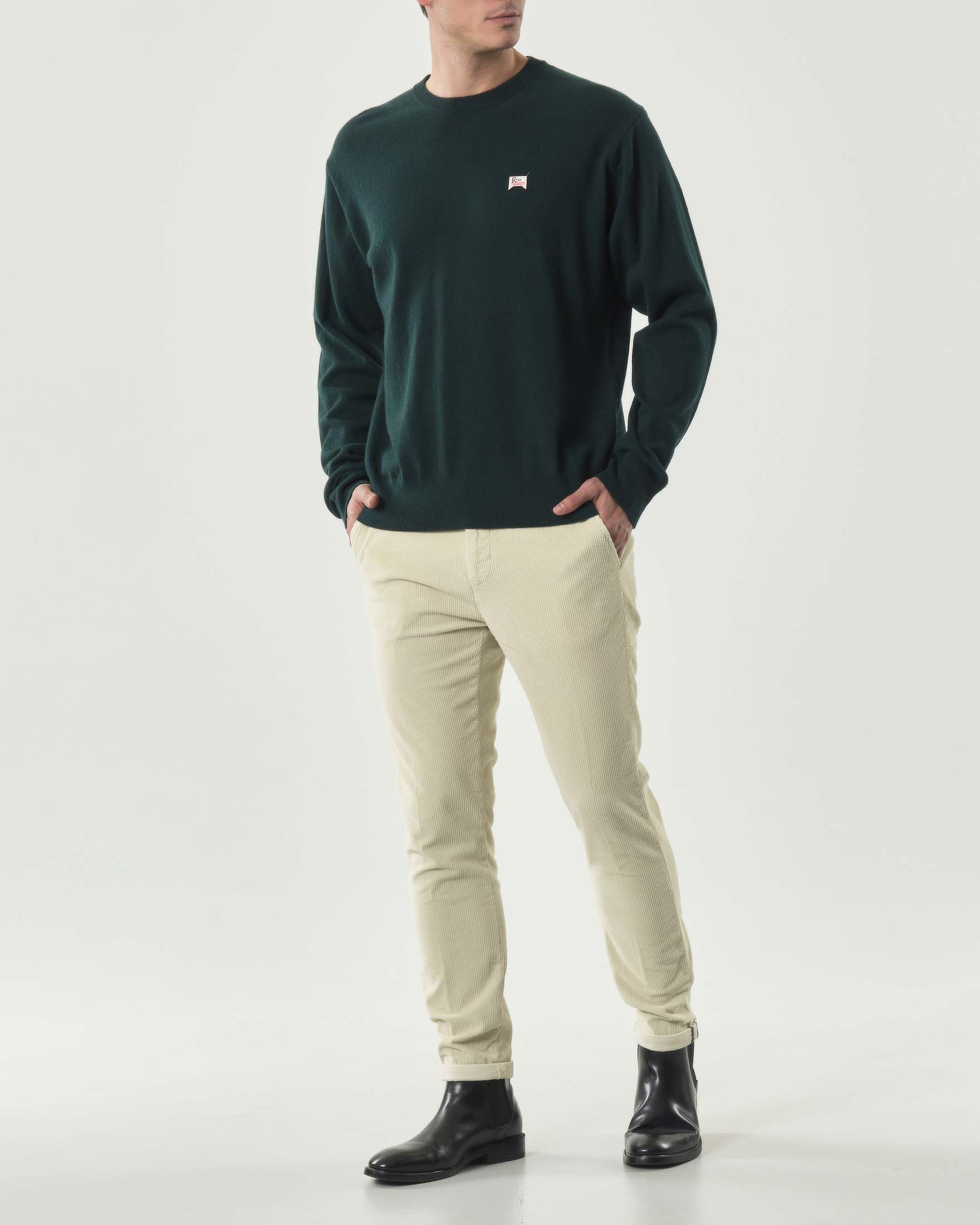 Pantalone chino Powell Osaka panna in velluto di cotone stretch