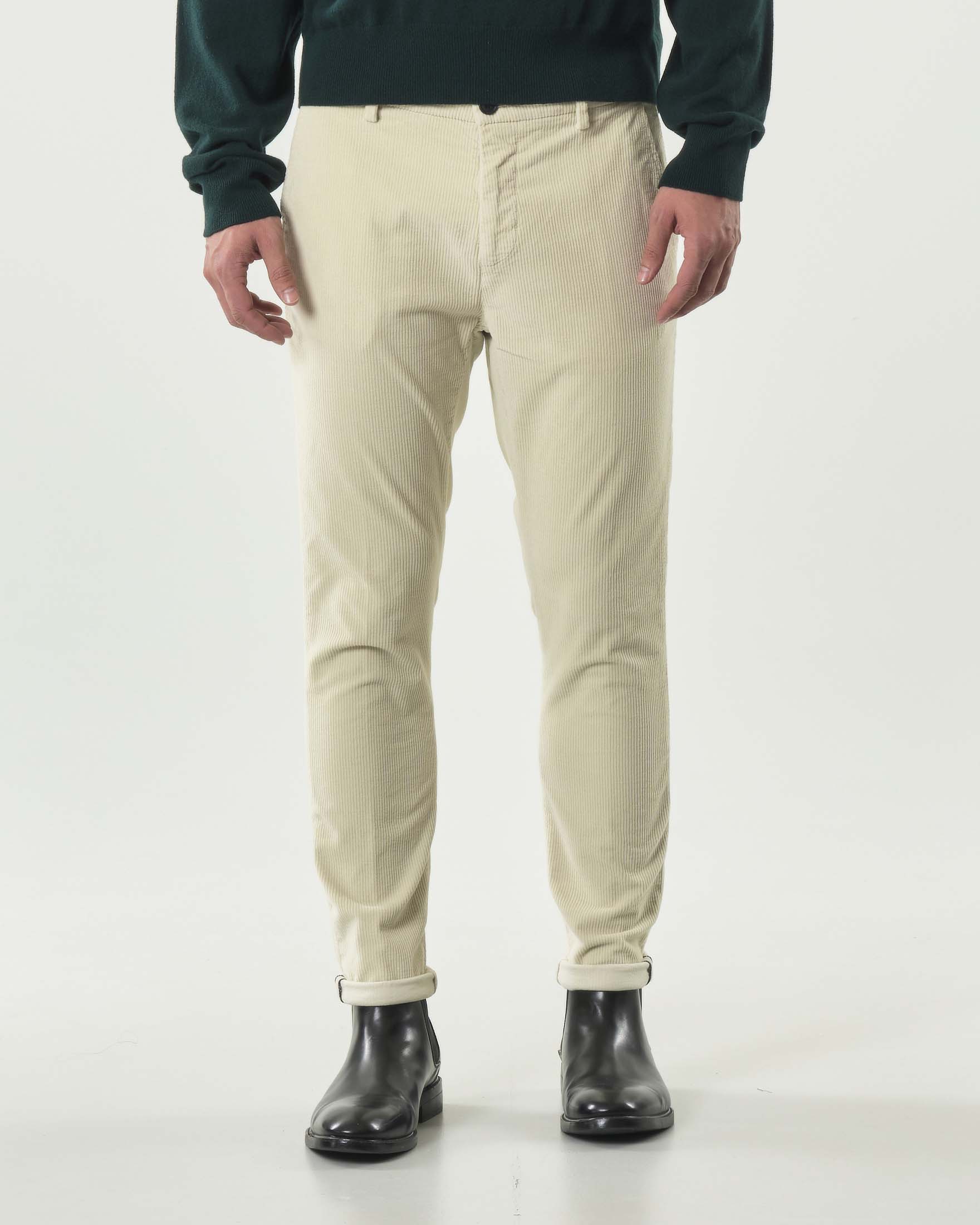 Pantalone chino Powell Osaka panna in velluto di cotone stretch image