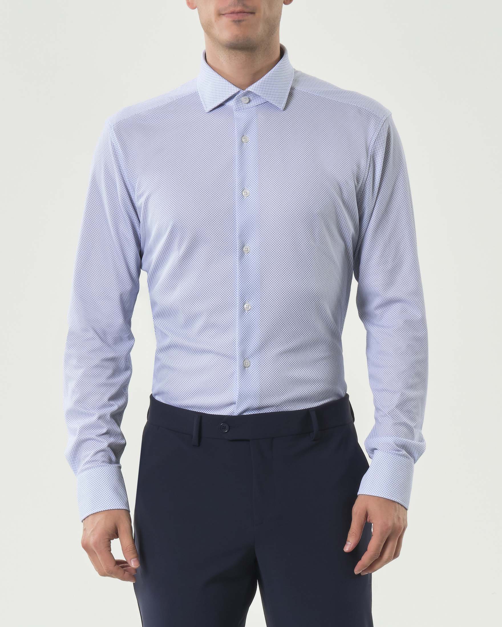 Camicia Re-Do It azzurra in tessuto tecnico stretch micro fantasia