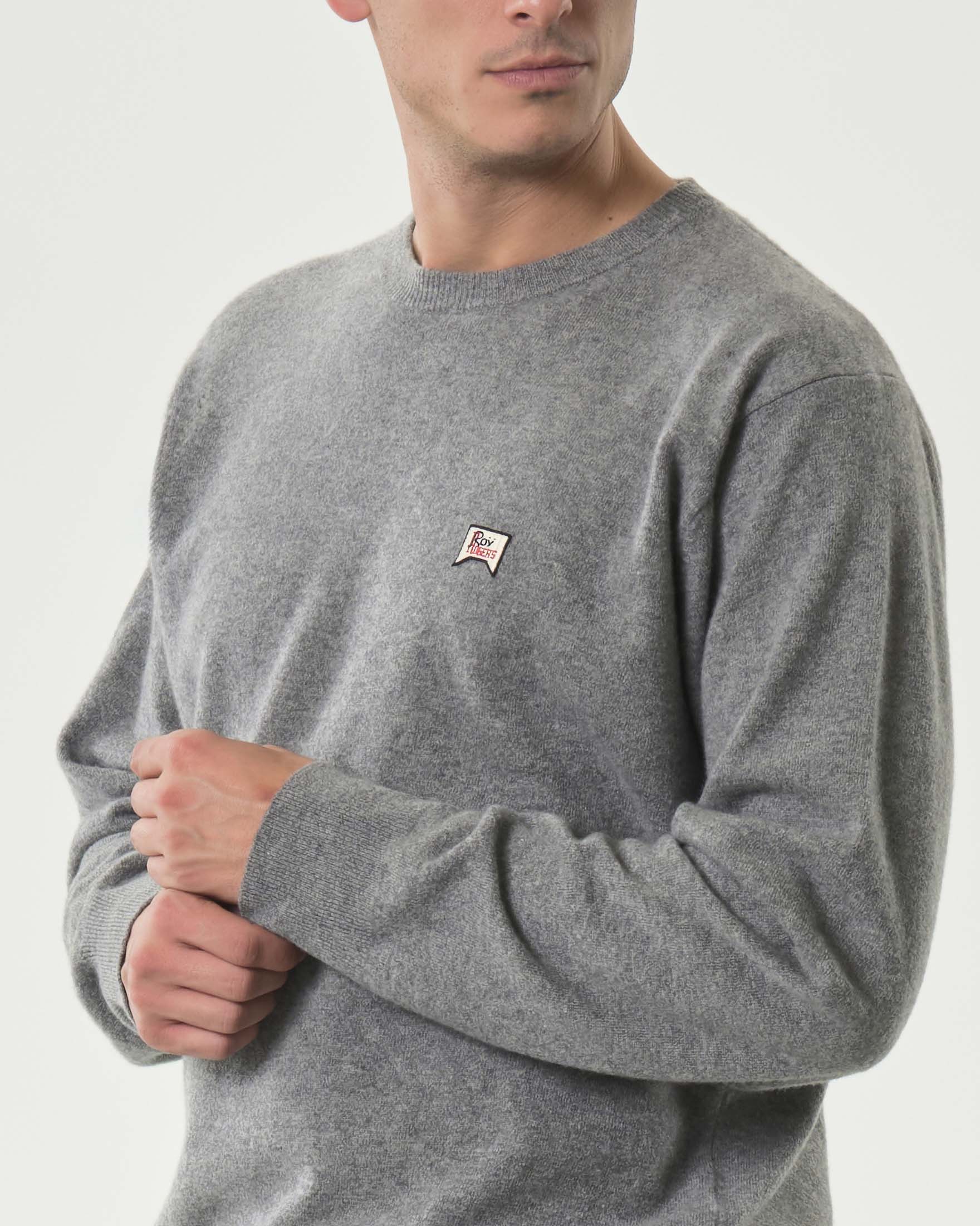 Maglione girocollo over-fit Roy Roger's grigio in pura lana image