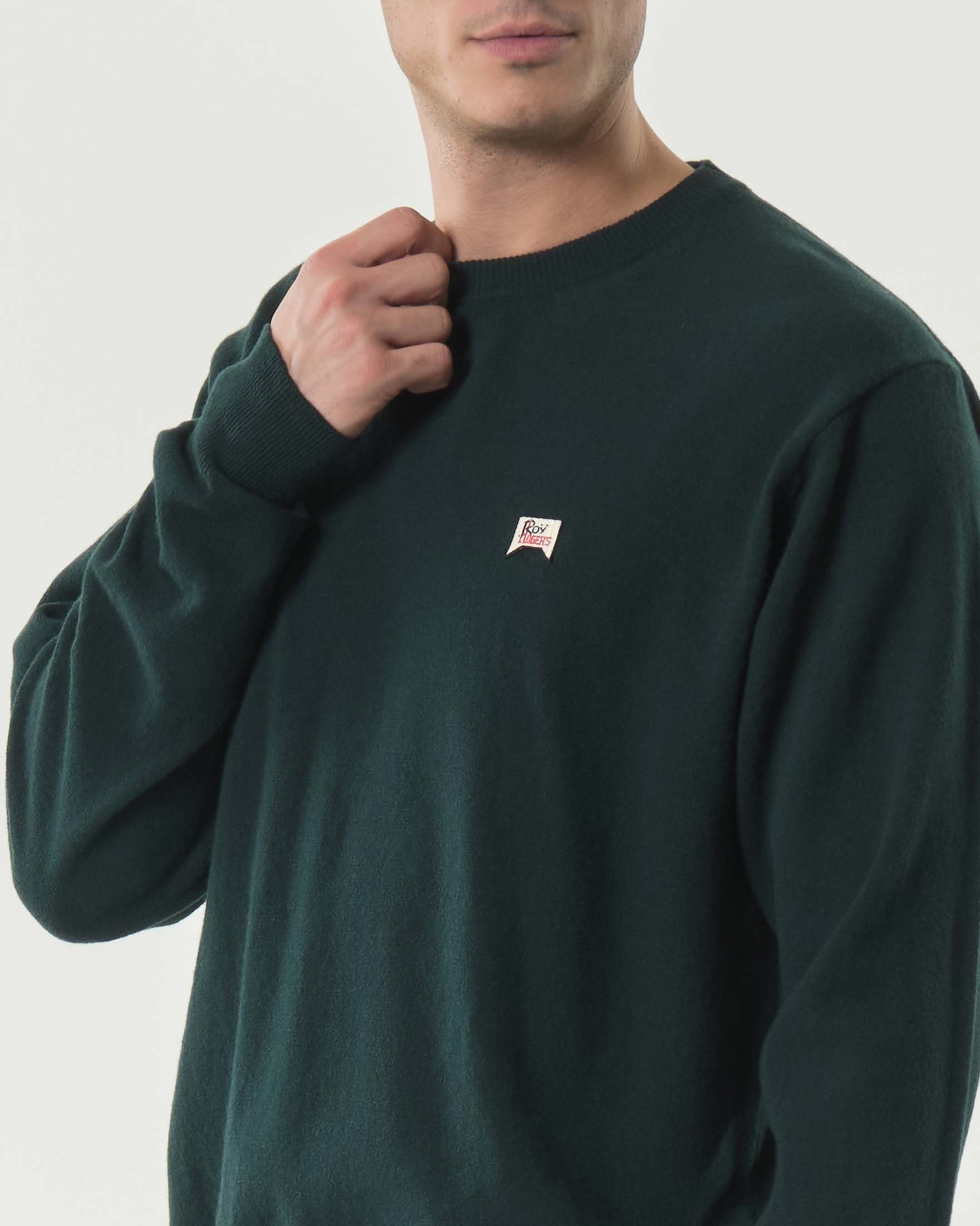 Maglione girocollo over-fit Roy Roger's verde in pura lana image