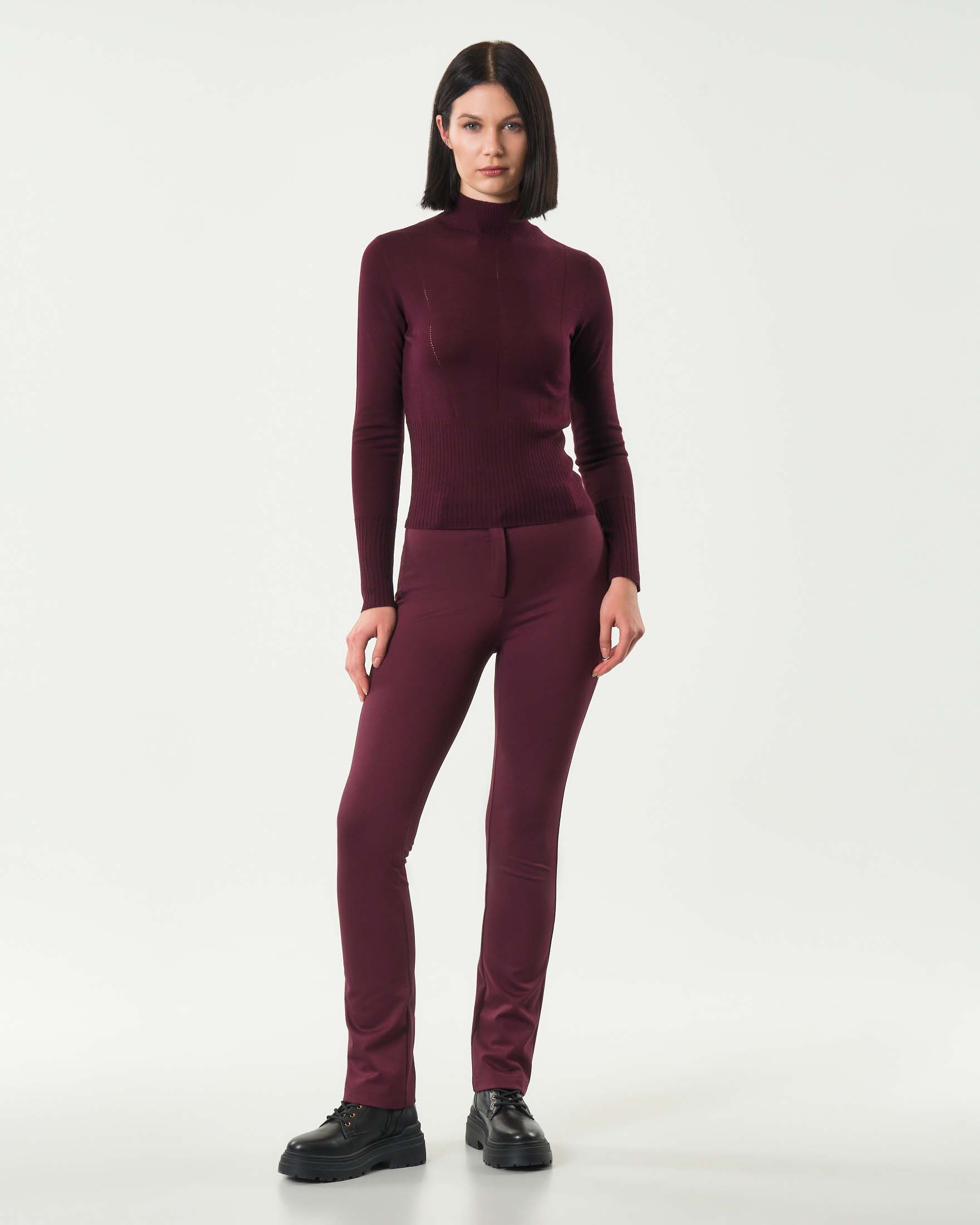 Pantaloni bordeaux skinny Patrizia Pepe misto viscosa lavorata a punto Milano