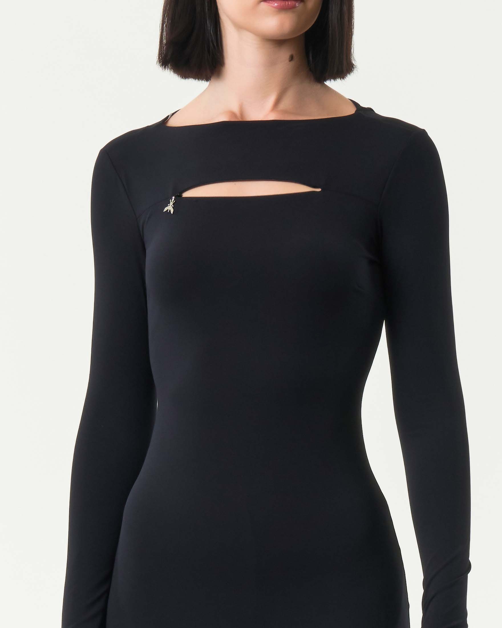 Abito mini body corto Patrizia Pepe in jersey tecnico elasticizzato con cut out sul petto image