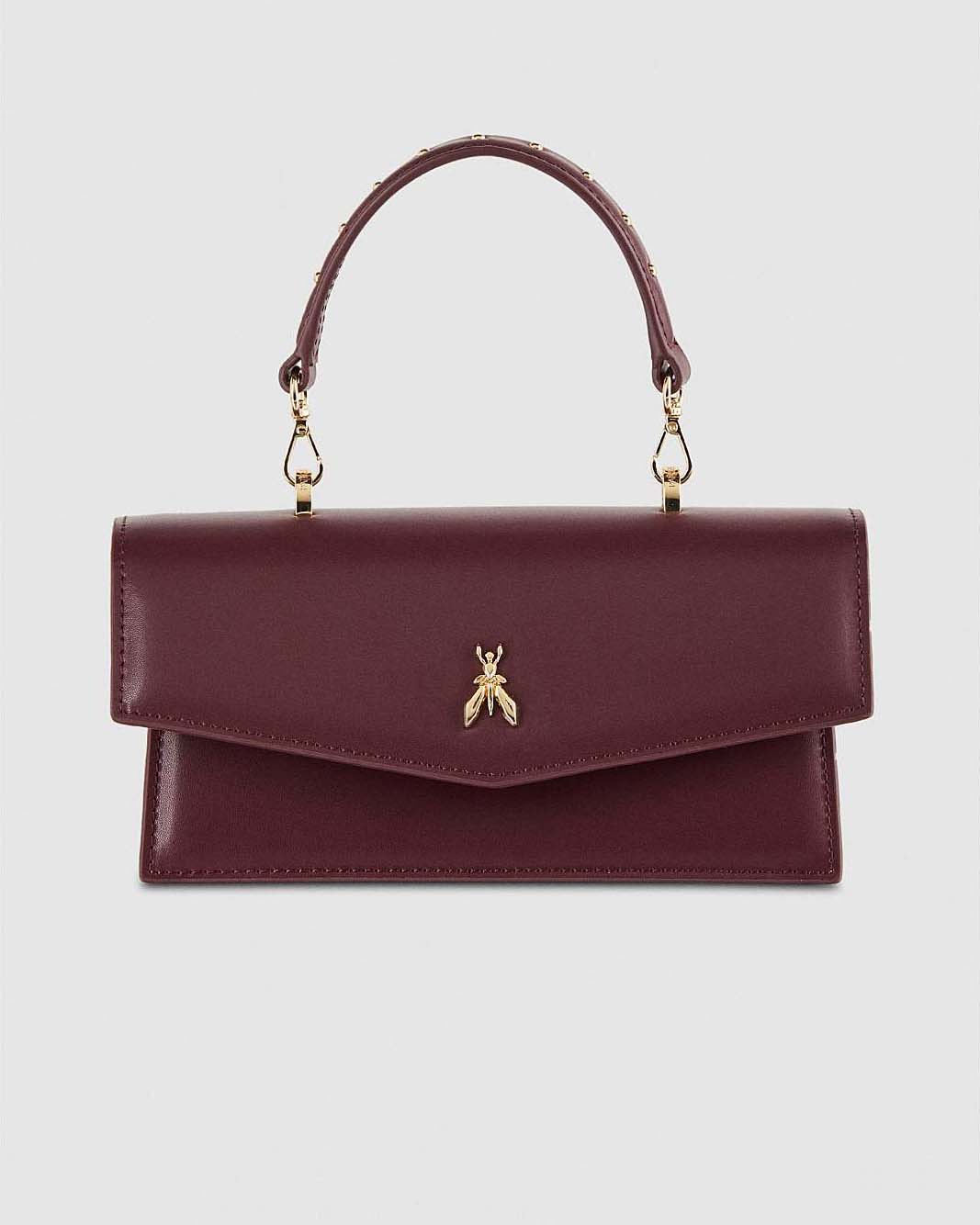 Fly Bamby bordeaux Patrizia Pepe in pelle dalla linea a busta con patta con manico a mano e tracolla removibile