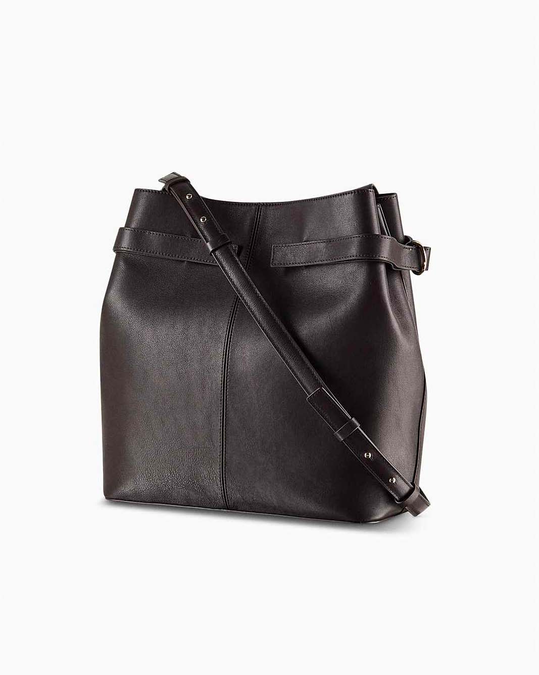 Secchiello color testa moro Patrizia Pepe in pelle martellata con fibbie laterali e tracolla regolabile image