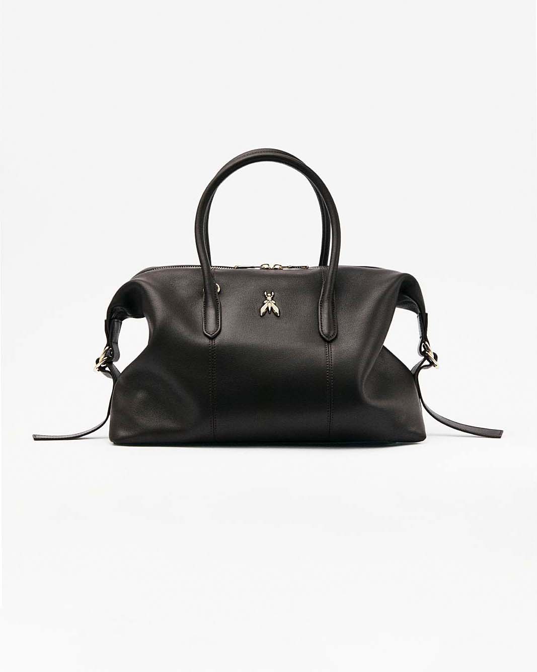 Borsa bauletto color testa moro Patrizia Pepe in pelle con cinturini laterali