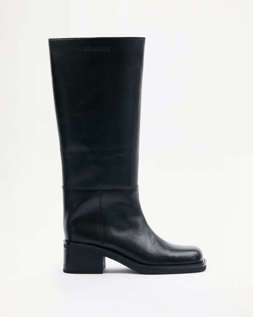 Stivali neri alti in pelle Patrizia Pepe con punta squadrata