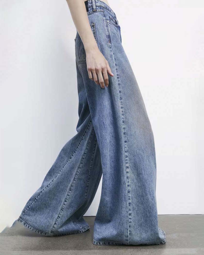 Jeans super wide Patrizia Pepe in cotone blu super stone washed effetto vintage image