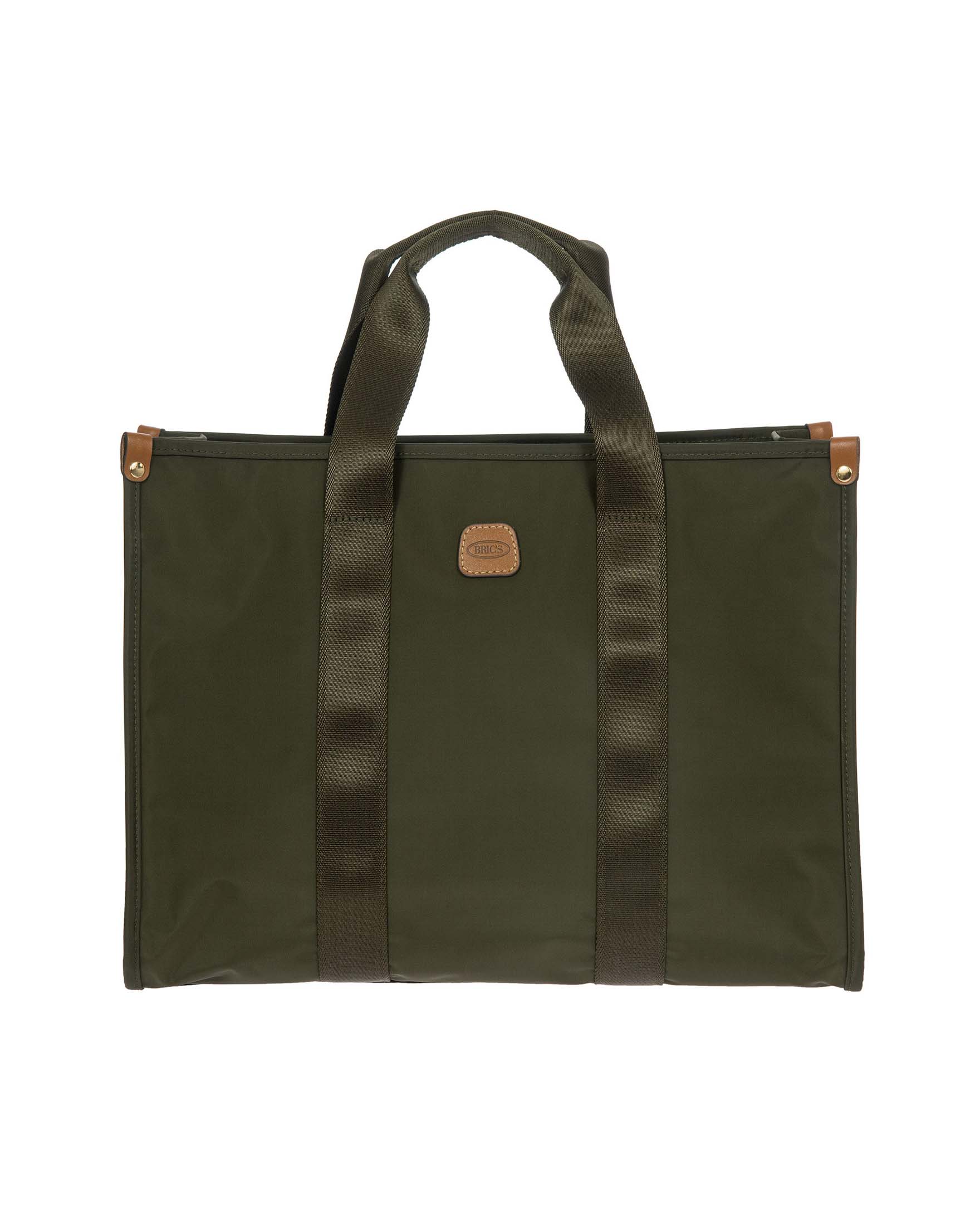 Borsa Opera Bag verde oliva misura grande in nylon con manici in tessuto e tracolla più lunga rimovibile