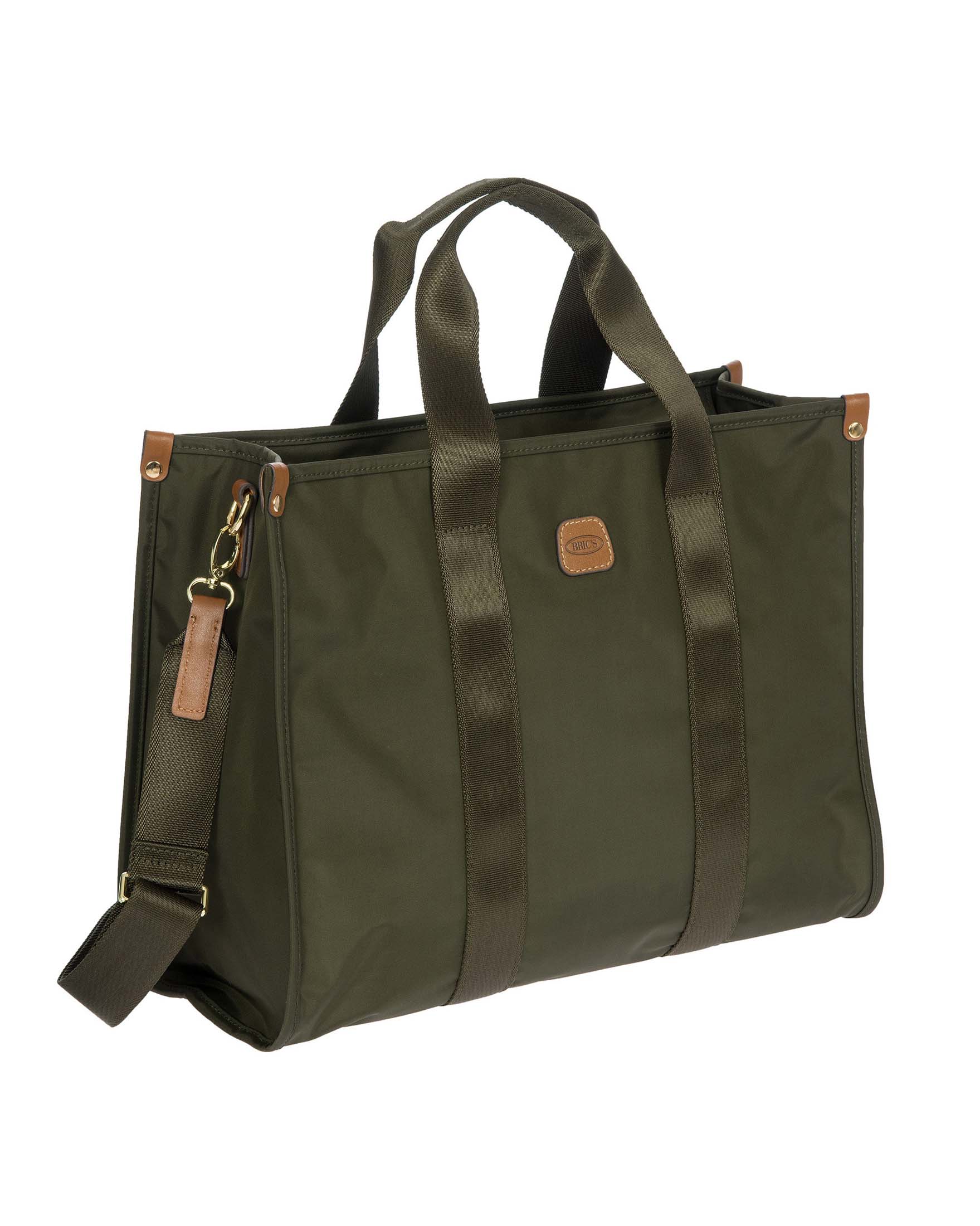 Borsza Opera Bag verde oliva misura grande Bric's in nylon con manici in tessuto e tracolla più lunga rimovibile image