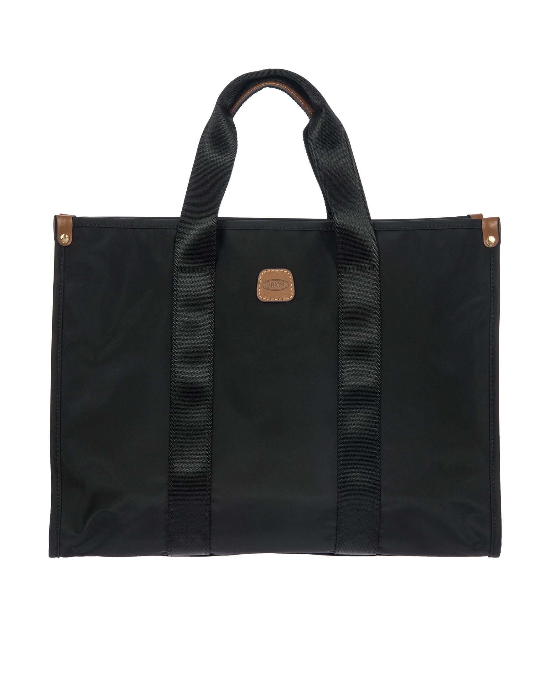 Borsa Opera Bag nera misura grande in nylon con manici in tessuto e tracolla più lunga rimovibile