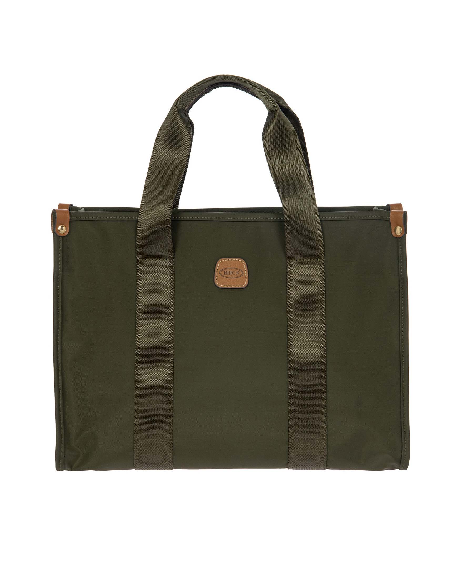 Borsza Opera Bag verde oliva misur piccola Bric's in nylon con manici in tessuto e tracolla più lunga rimovibile