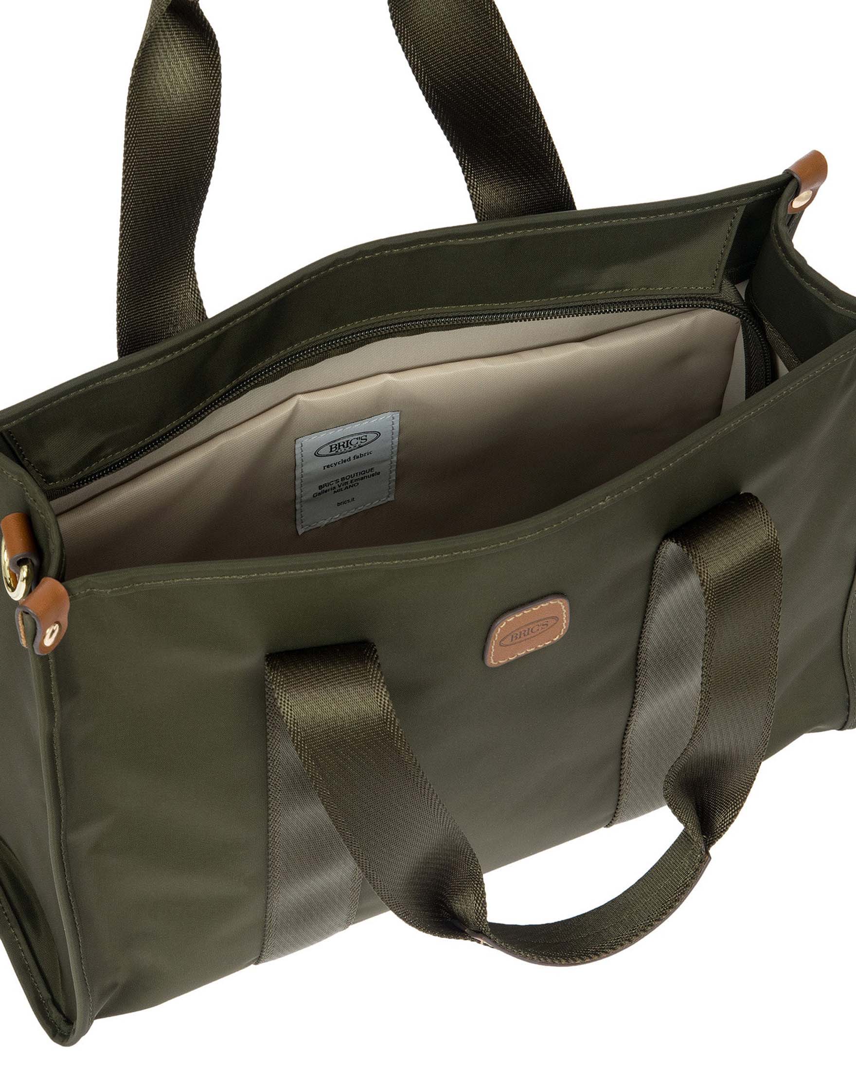 Borsza Opera Bag verde oliva misur piccola Bric's in nylon con manici in tessuto e tracolla più lunga rimovibile image